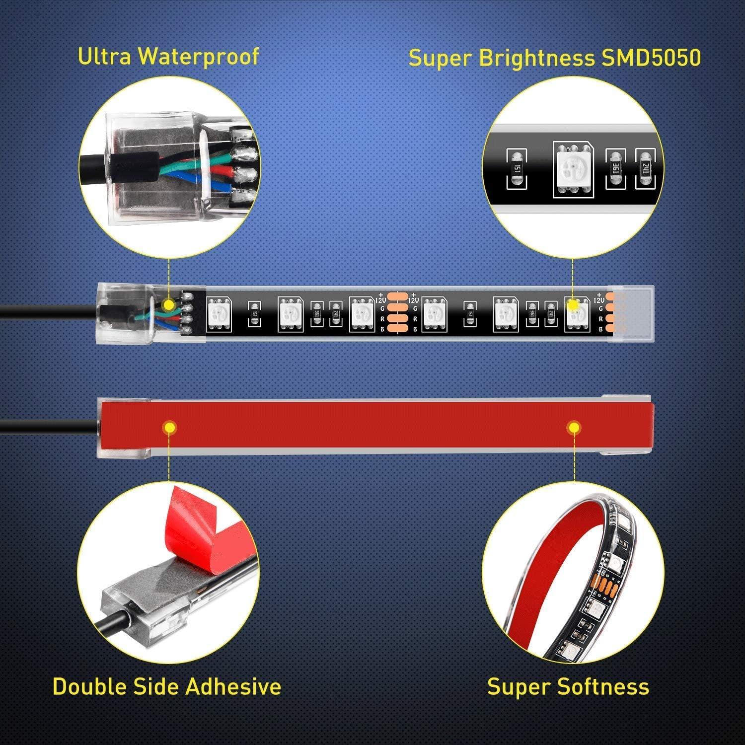 Kit de Luces LED RGB Nilight TL-35 para Motocicleta 12 Piezas