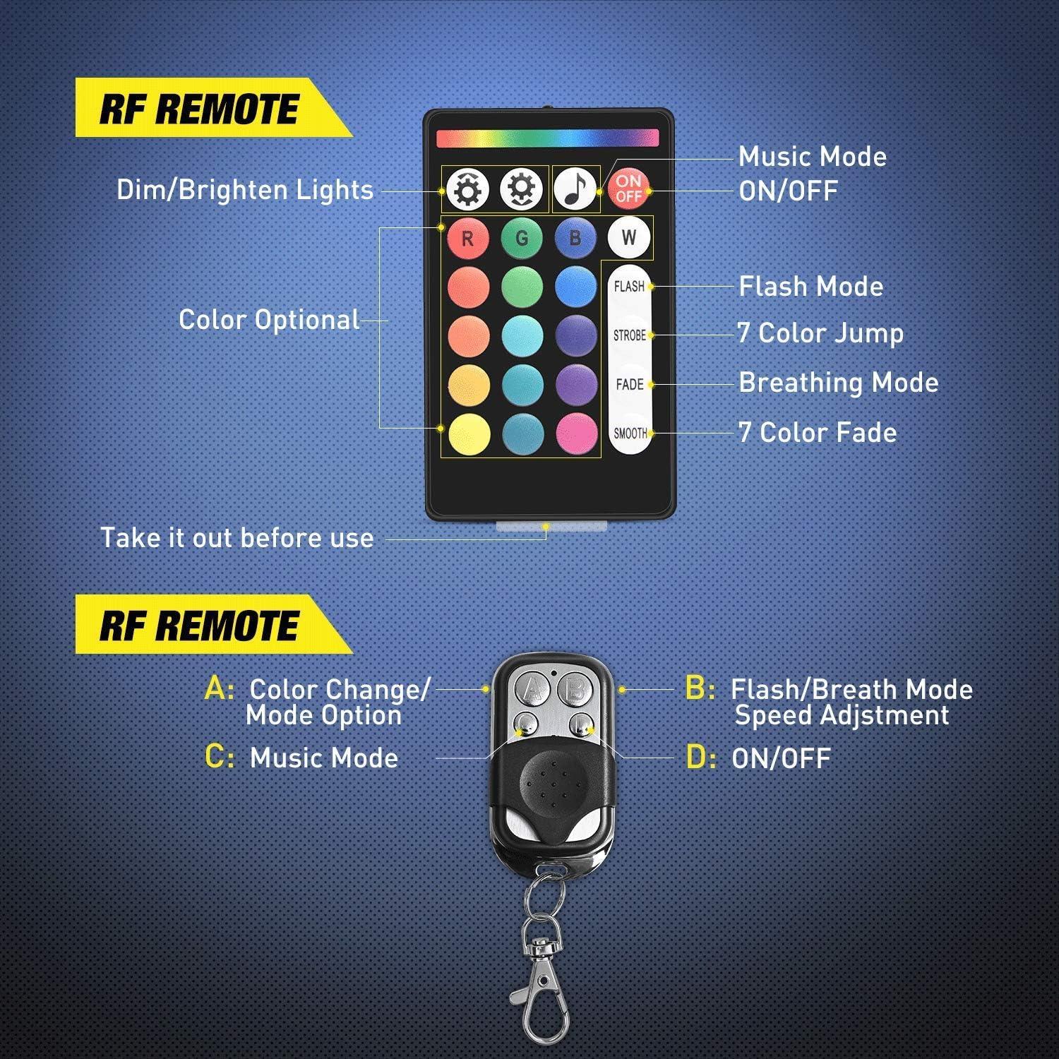 Kit de Luces LED RGB Nilight TL-35 para Motocicleta 12 Piezas
