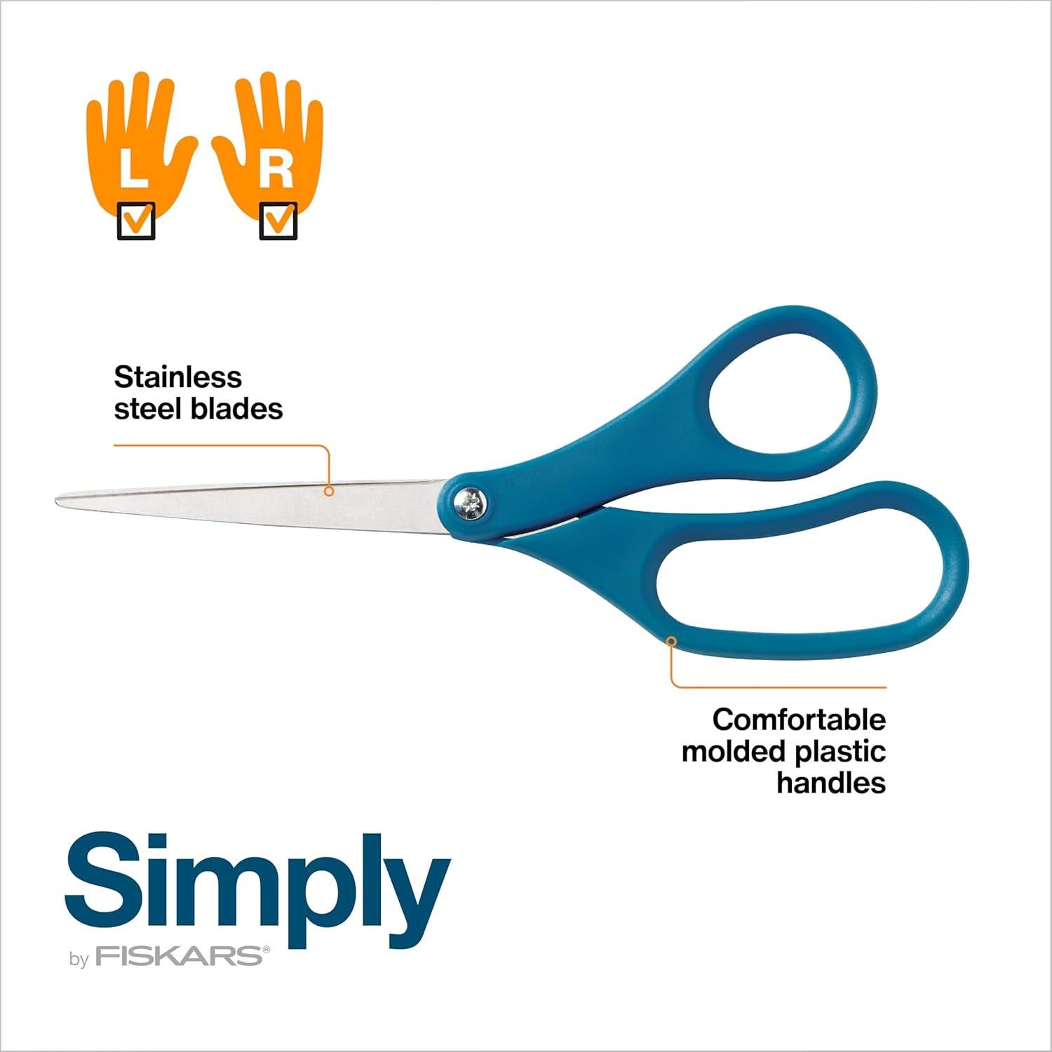 Fiskars Tijeras Multiusos 20.32 cm Acero Inoxidable Azul 2-Pack