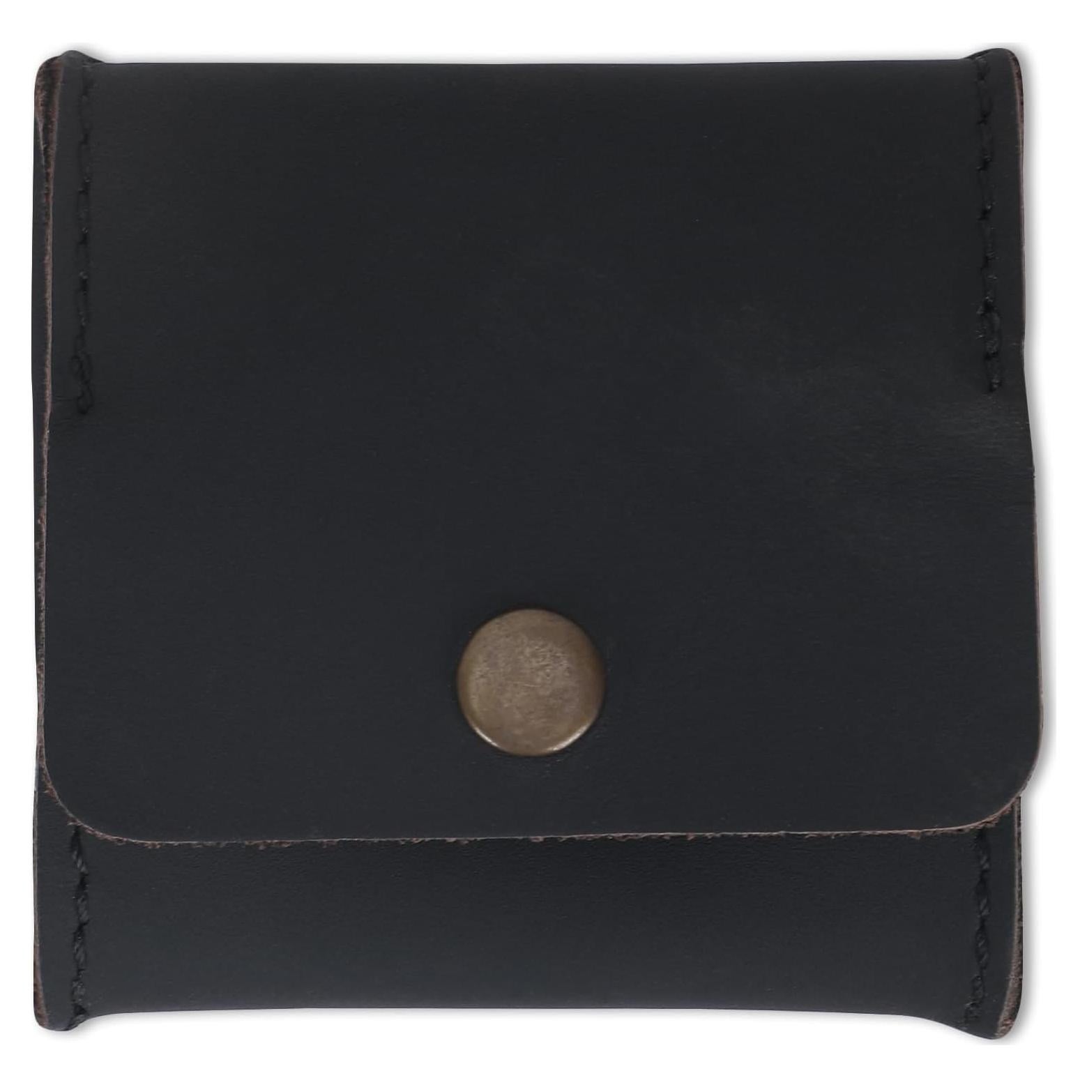 Monedero de Cuero Genuino CestAntiQ Squeeze Negro Compacto