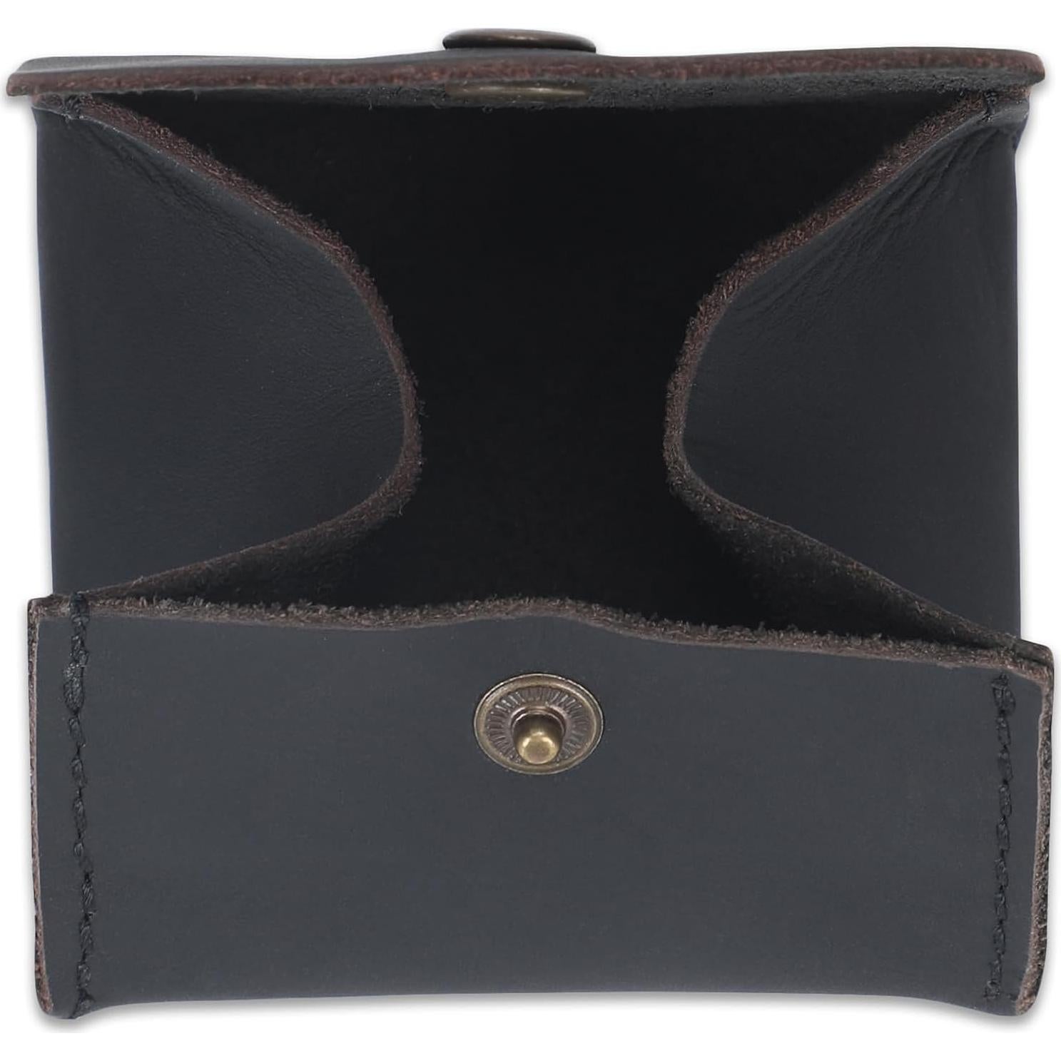 Monedero de Cuero Genuino CestAntiQ Squeeze Negro Compacto