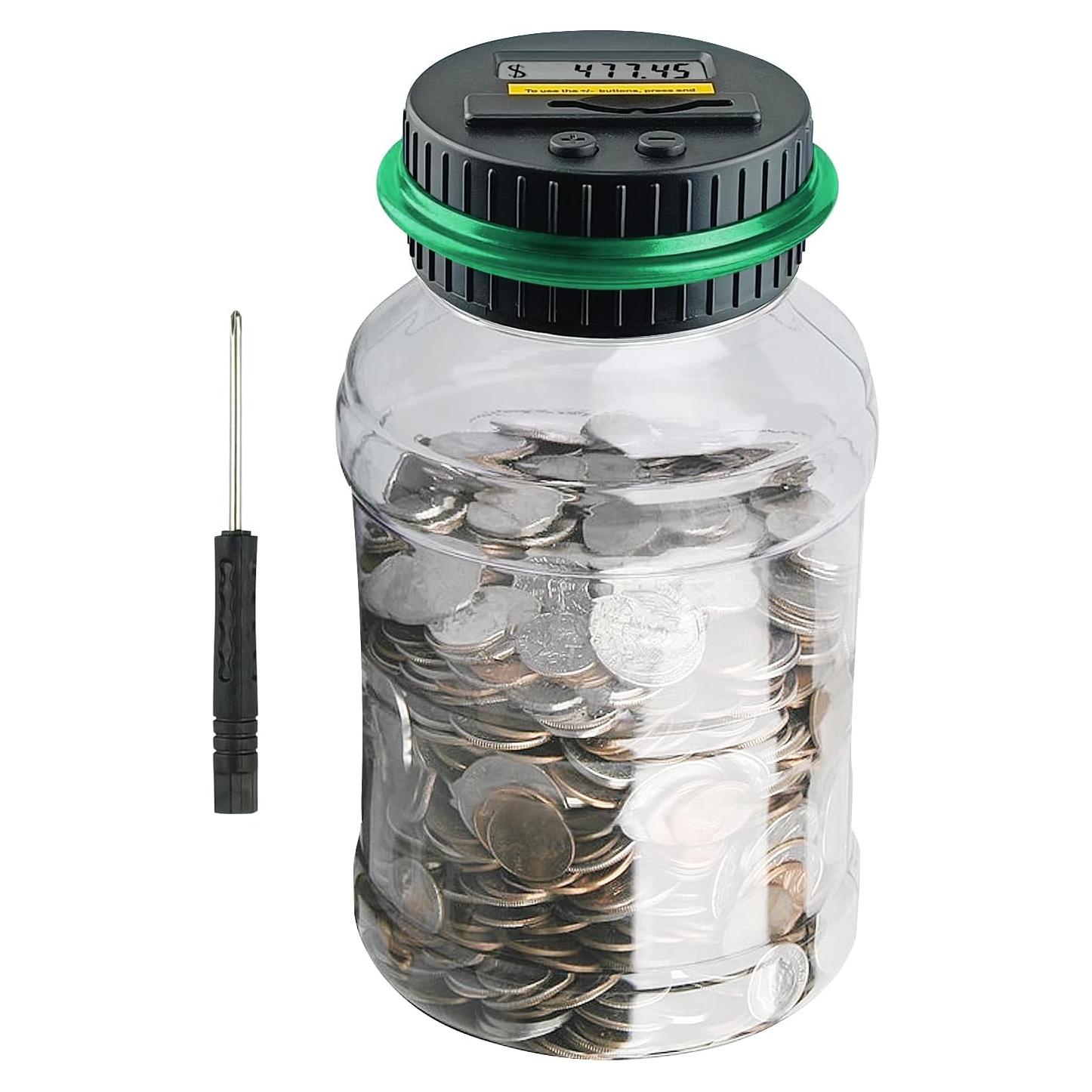 Contador de Monedas Digital QPEY 1.8L con Pantalla LCD Verde