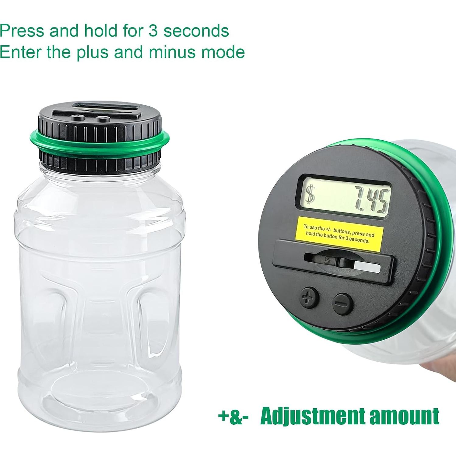 Contador de Monedas Digital QPEY 1.8L con Pantalla LCD Verde