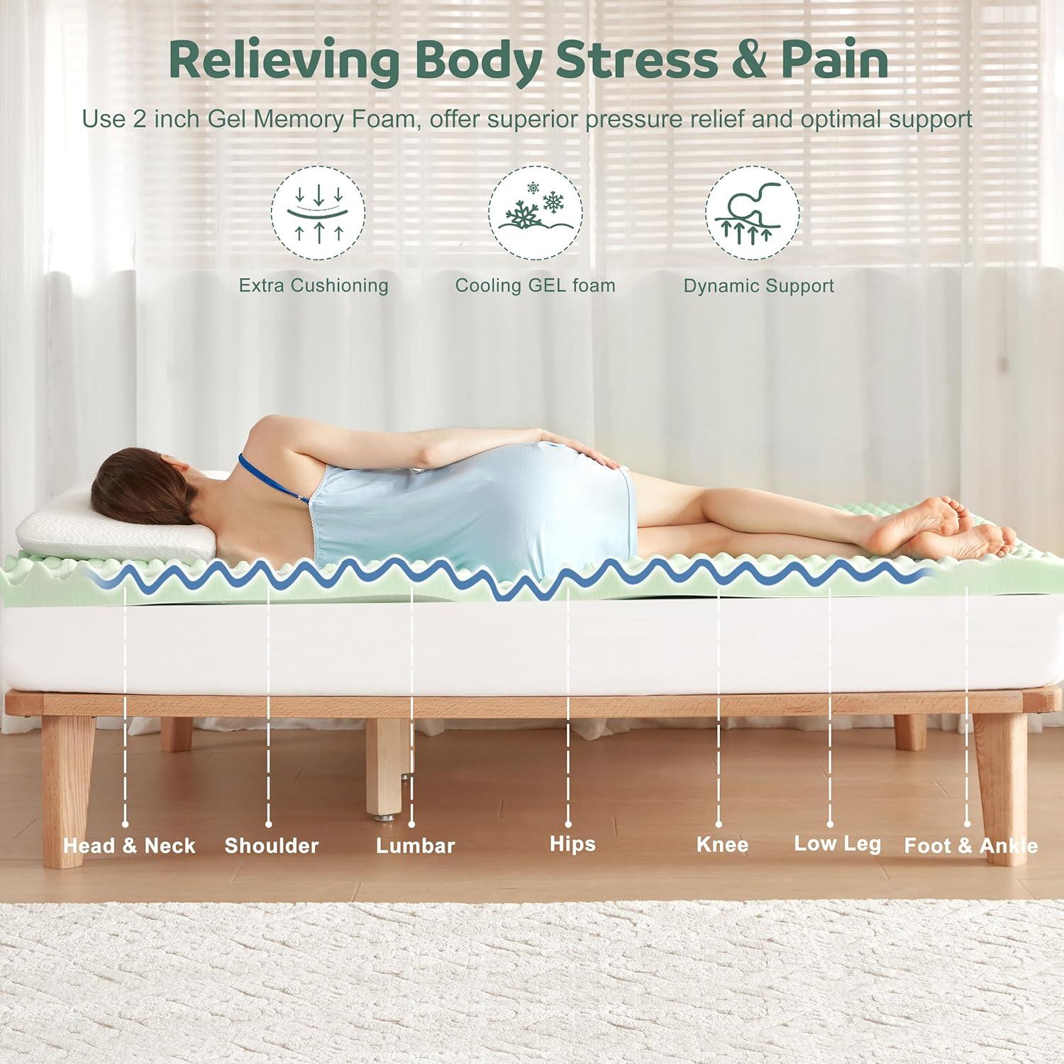 Cubierta de colchón viscoelástico Lazyzizi Twin 4" enfriador