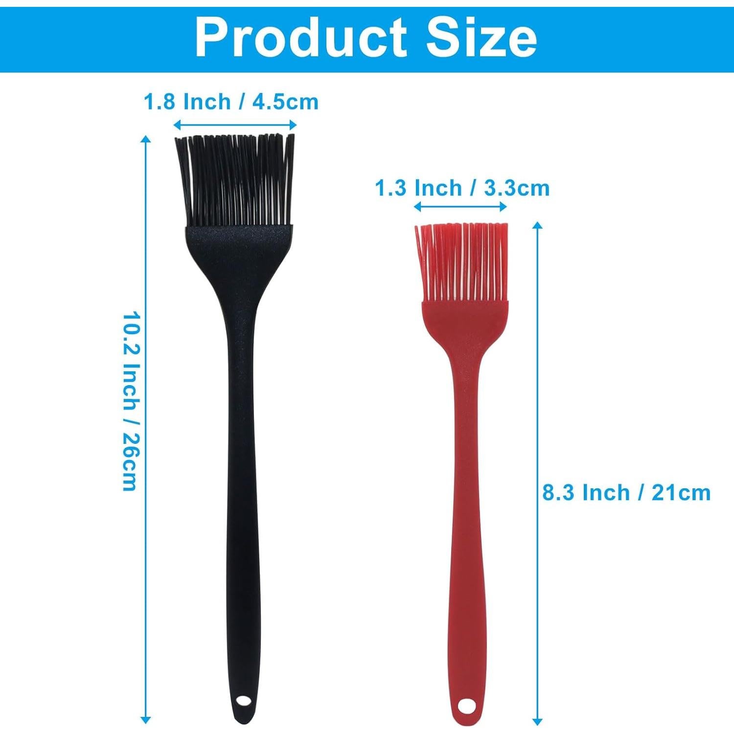 Brochas de Silicona Hitefu 2 Pcs para Cocina y BBQ - Negro y Rojo