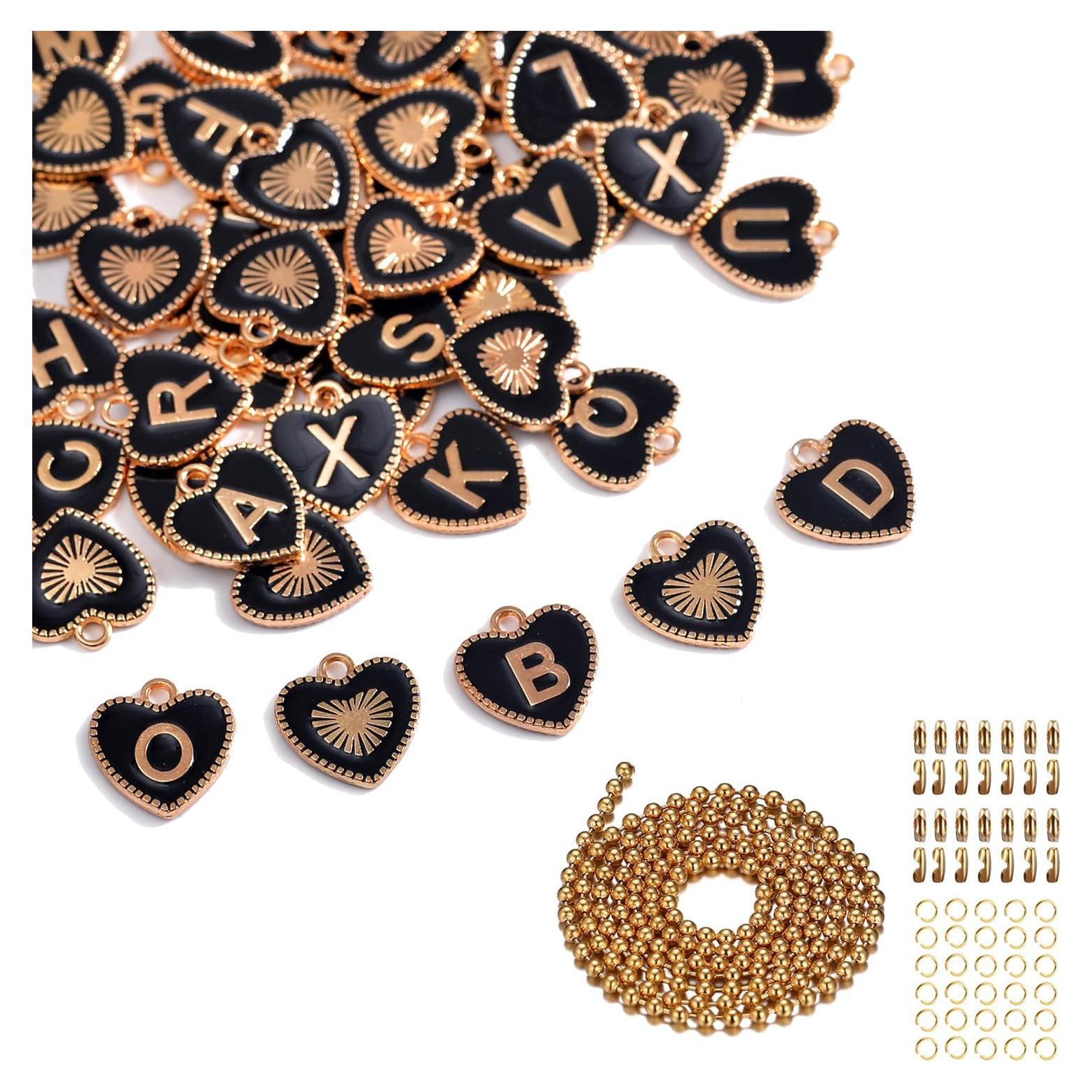 52 Piezas Encantos Corazón Letras para Joyería y Bebidas