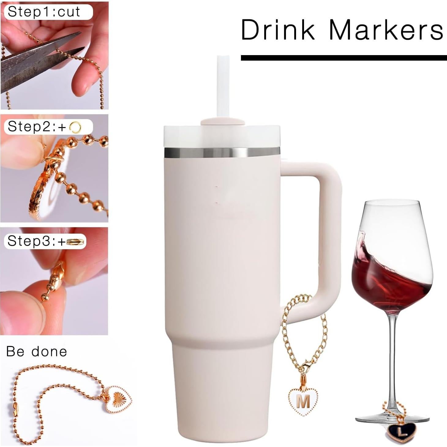 52 Piezas Encantos Corazón Letras para Joyería y Bebidas