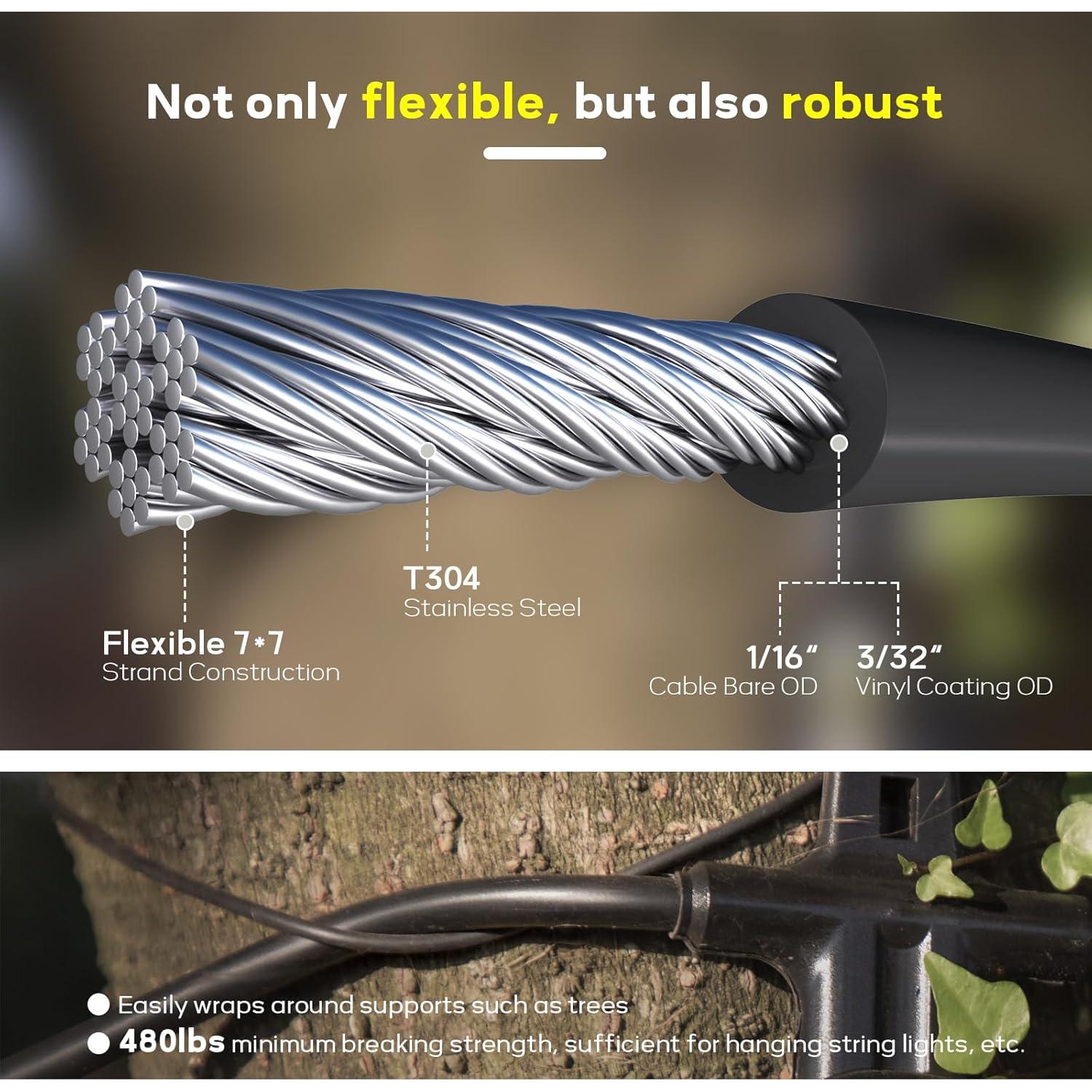 Cuerda de Alambre Recubierta de Vinilo KALLSDY 30m 480lbs