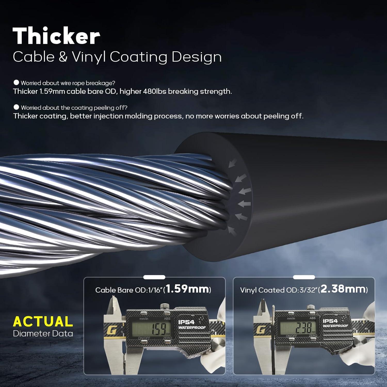 Cuerda de Alambre Recubierta de Vinilo KALLSDY 30m 480lbs