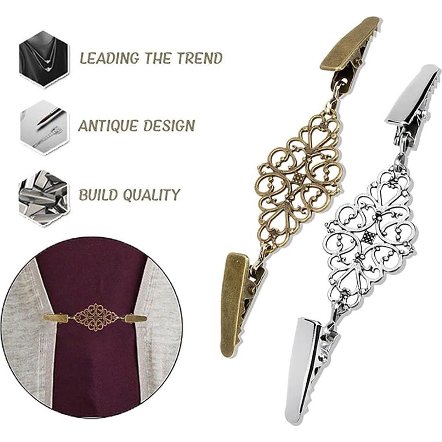 4 Clips de Bufanda Vintage Retro para Mujeres - Aswewamt