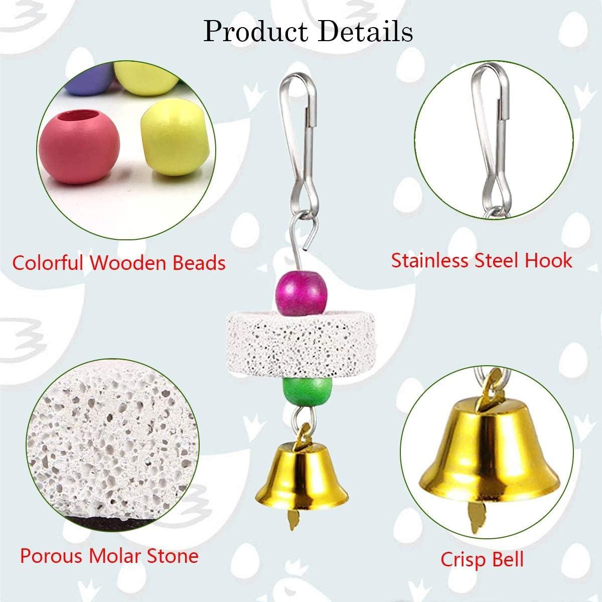 Juguetes Espejo para Pollos Vehomy 2 Pcs con Campanas y Piedras