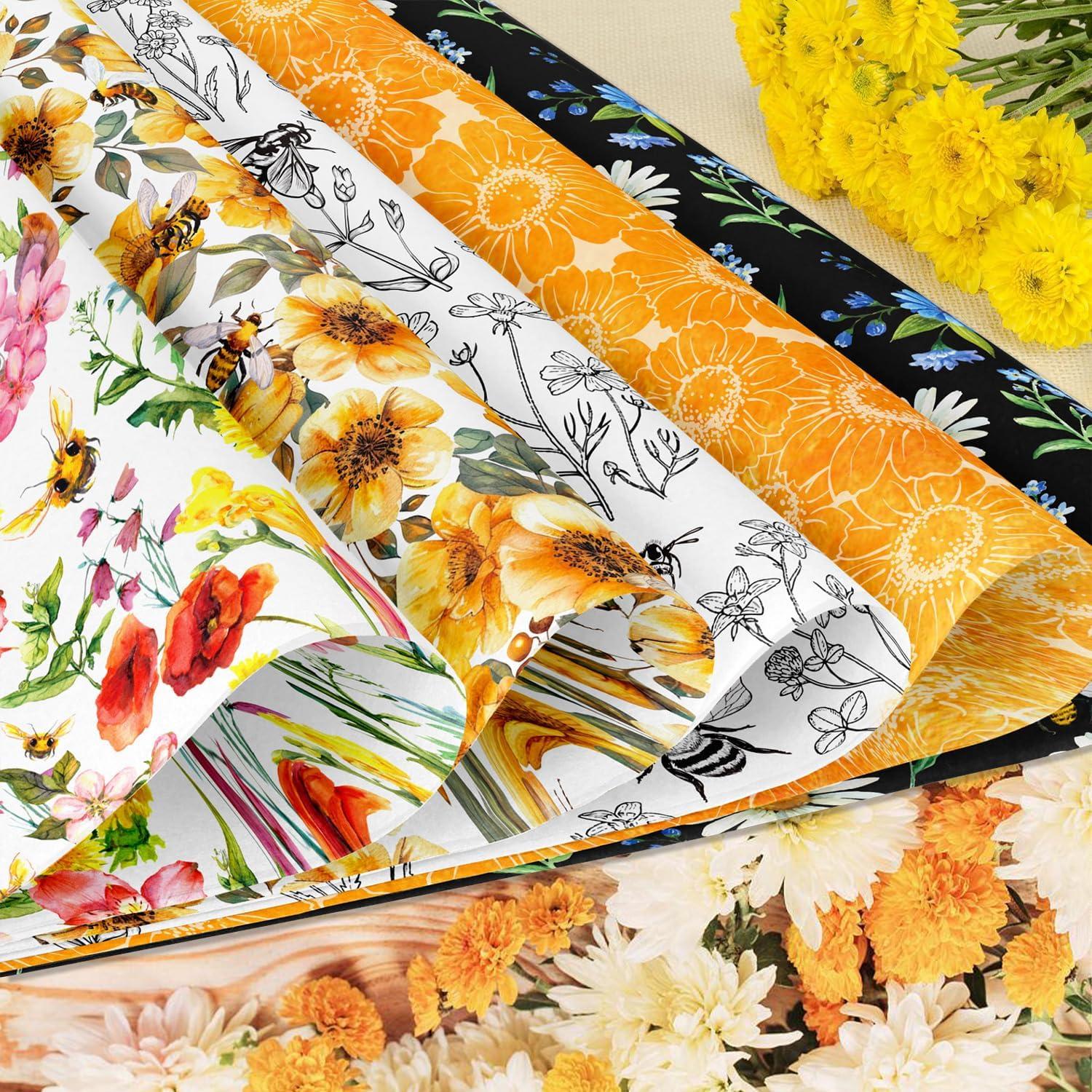 24 Hojas Papel Patrón Abeja Sorkwo 30.48x30.48 cm Scrapbook