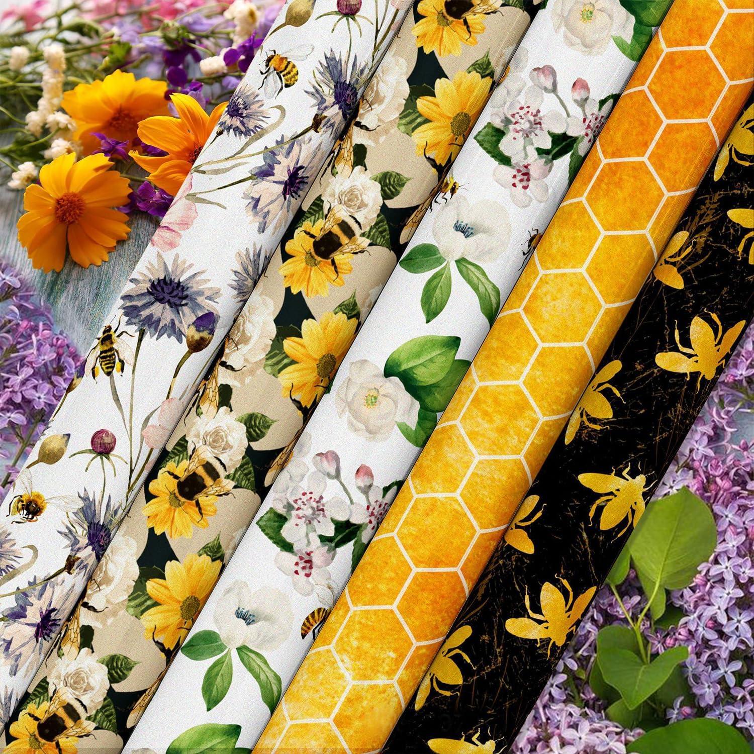 24 Hojas Papel Patrón Abeja Sorkwo 30.48x30.48 cm Scrapbook