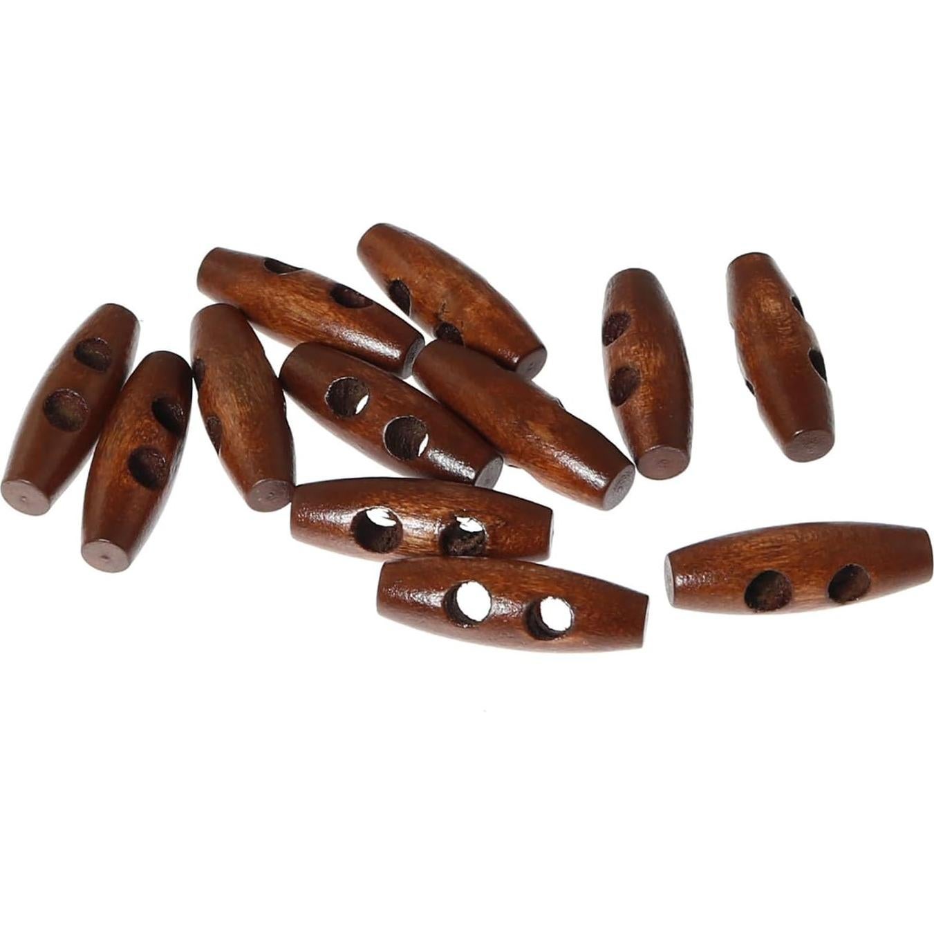 Botones de Madera Ovalados RLECS 30 Piezas 3cm Marrón