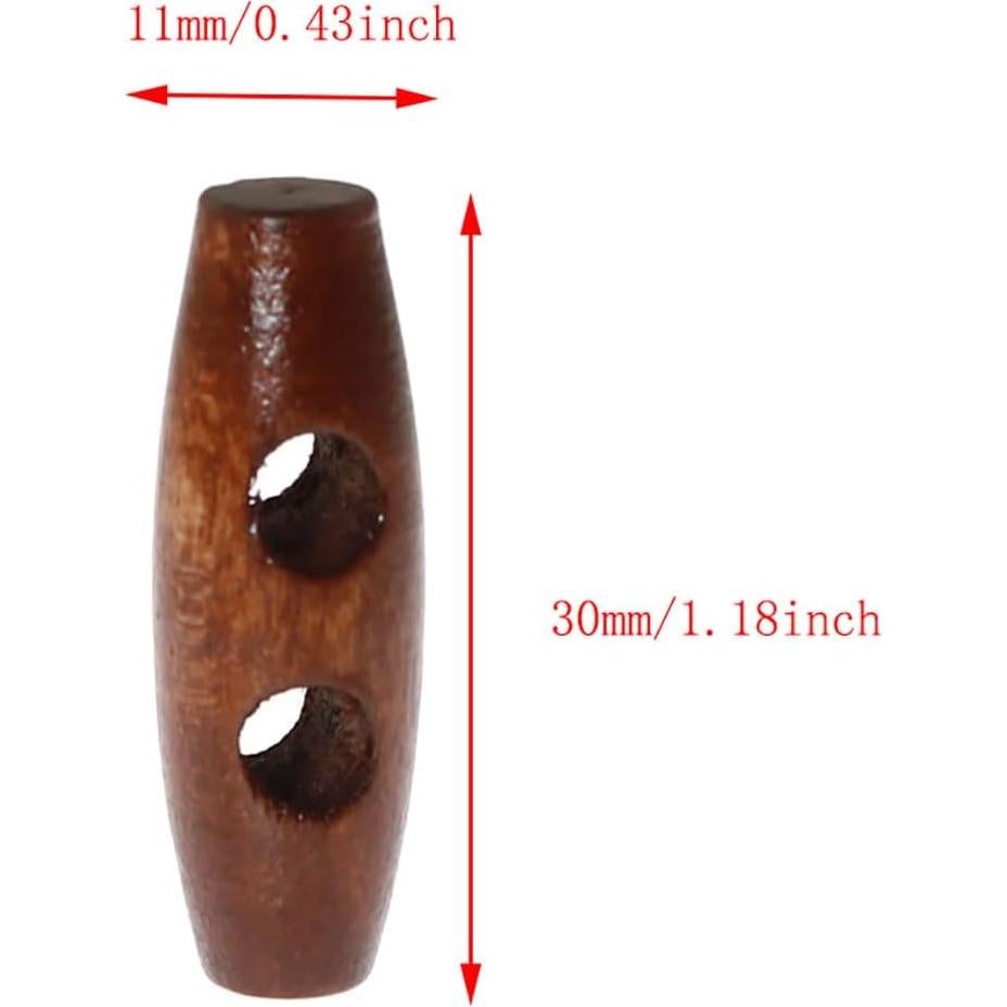Botones de Madera Ovalados RLECS 30 Piezas 3cm Marrón