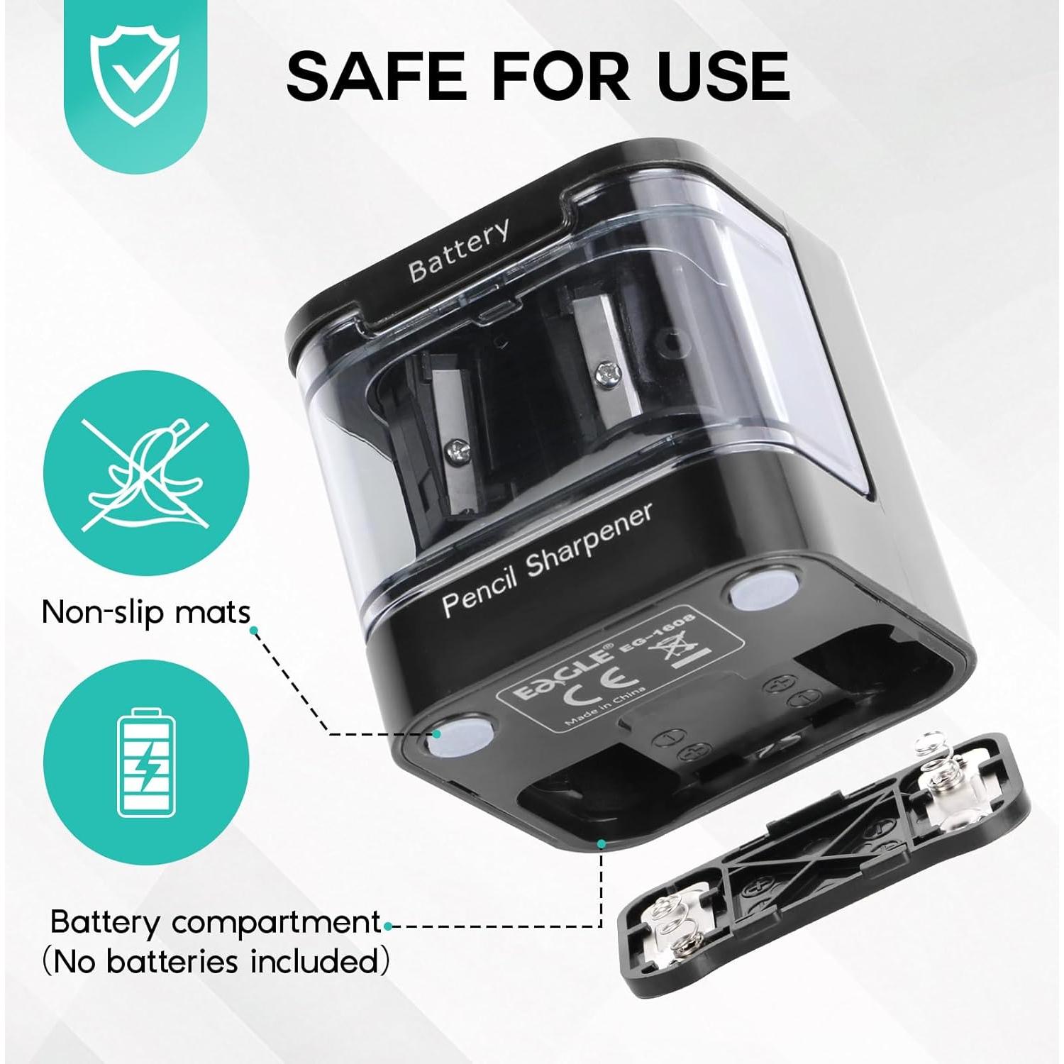 Sacapuntas Eléctrico Eagle Doble Agujeros 5s Afilado Rápido Negro