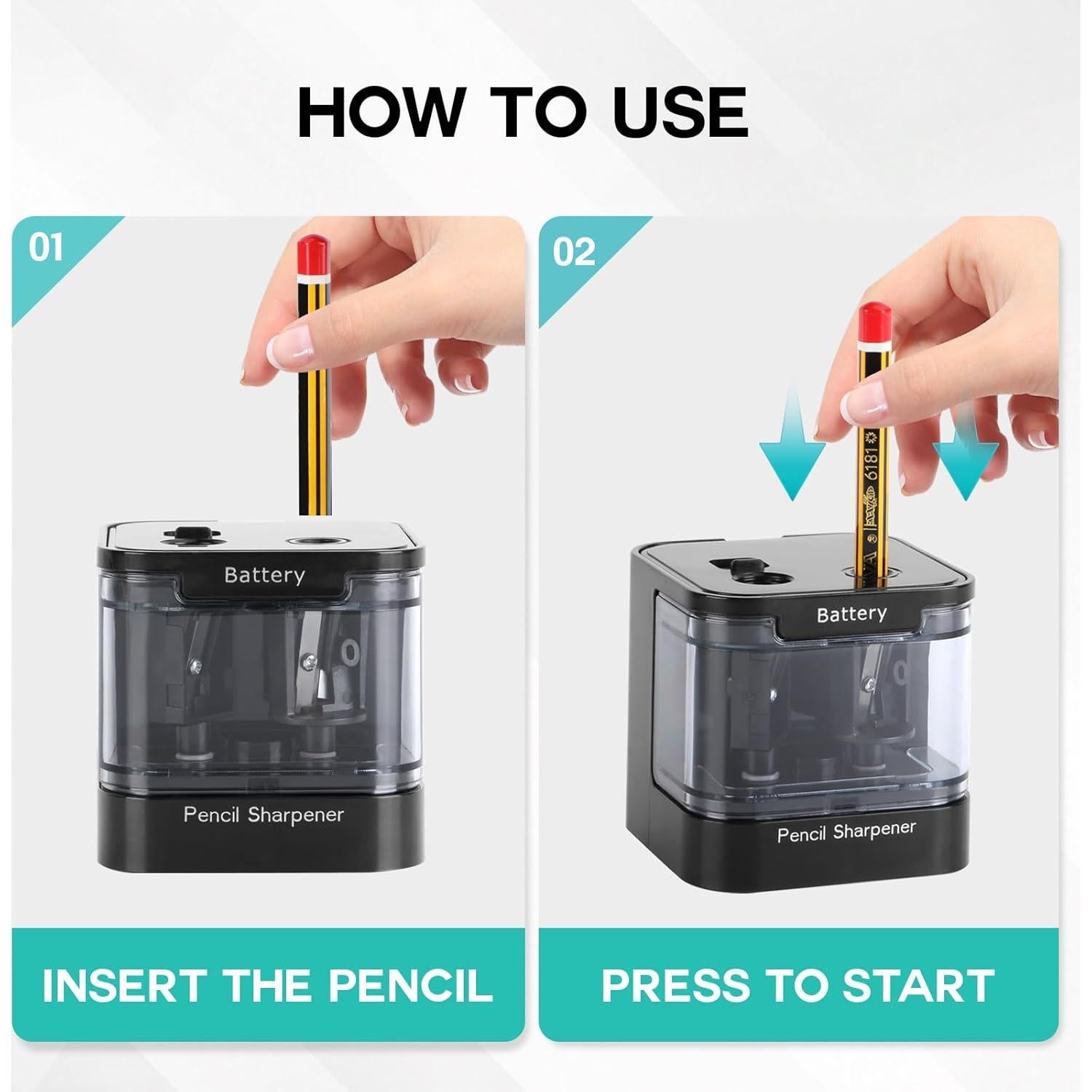 Sacapuntas Eléctrico Eagle Doble Agujeros 5s Afilado Rápido Negro