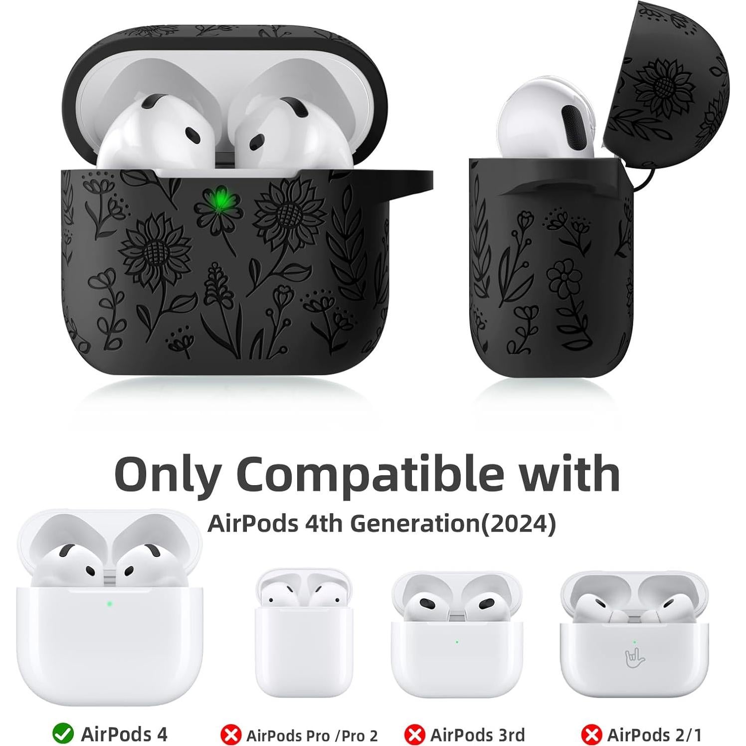 Funda Protectora de Silicona DaQin para AirPods 4 - Negro