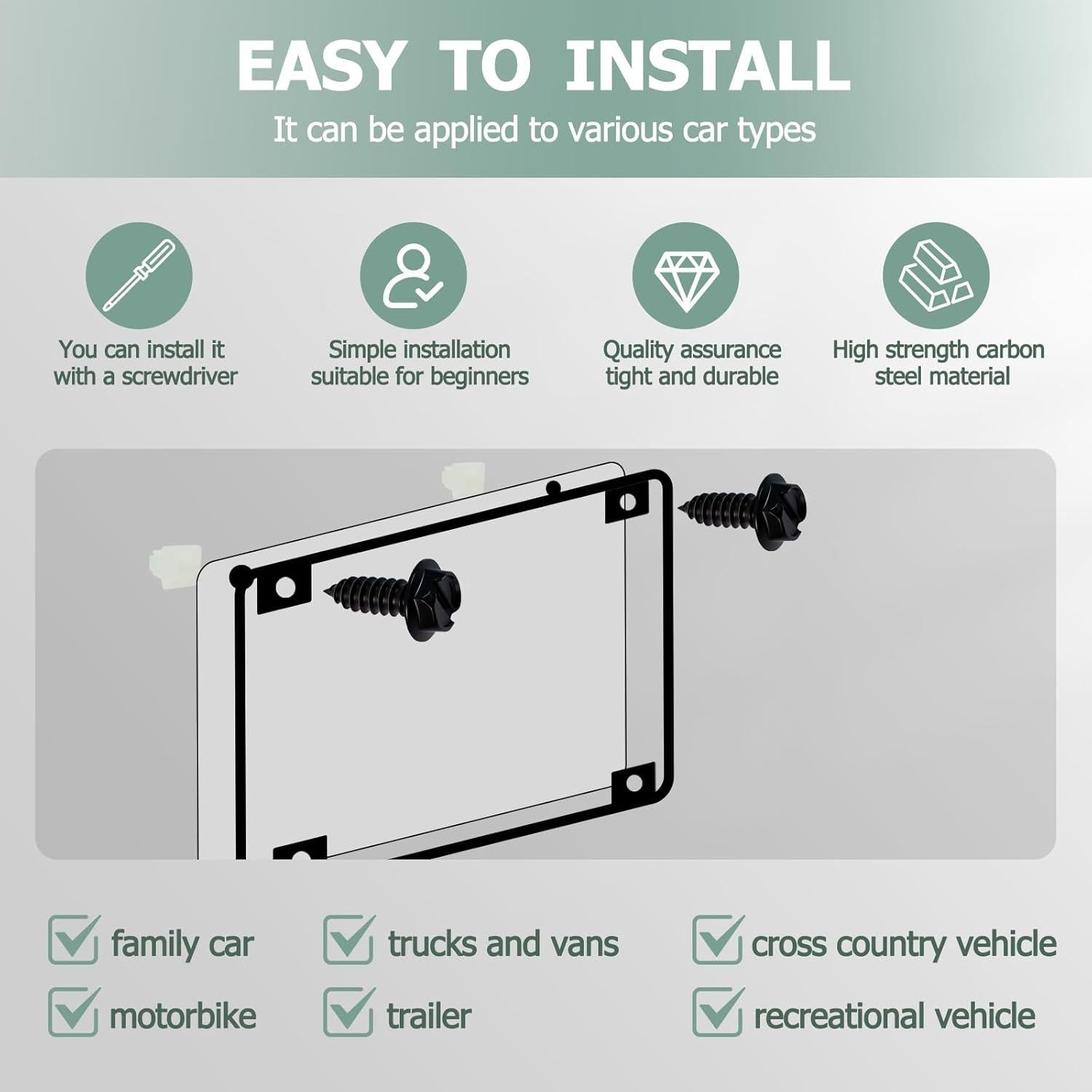 Kit de Tornillos para Placas de Matrícula SMLBJUTE M6x20mm Negro