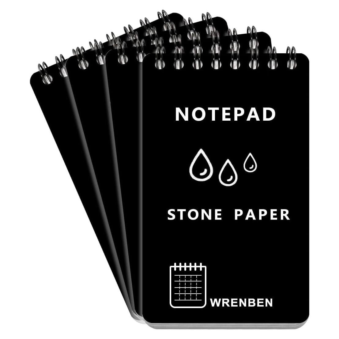 Bloc de Notas Impermeable WRENBEN 3x5" Negro - Paquete de 4