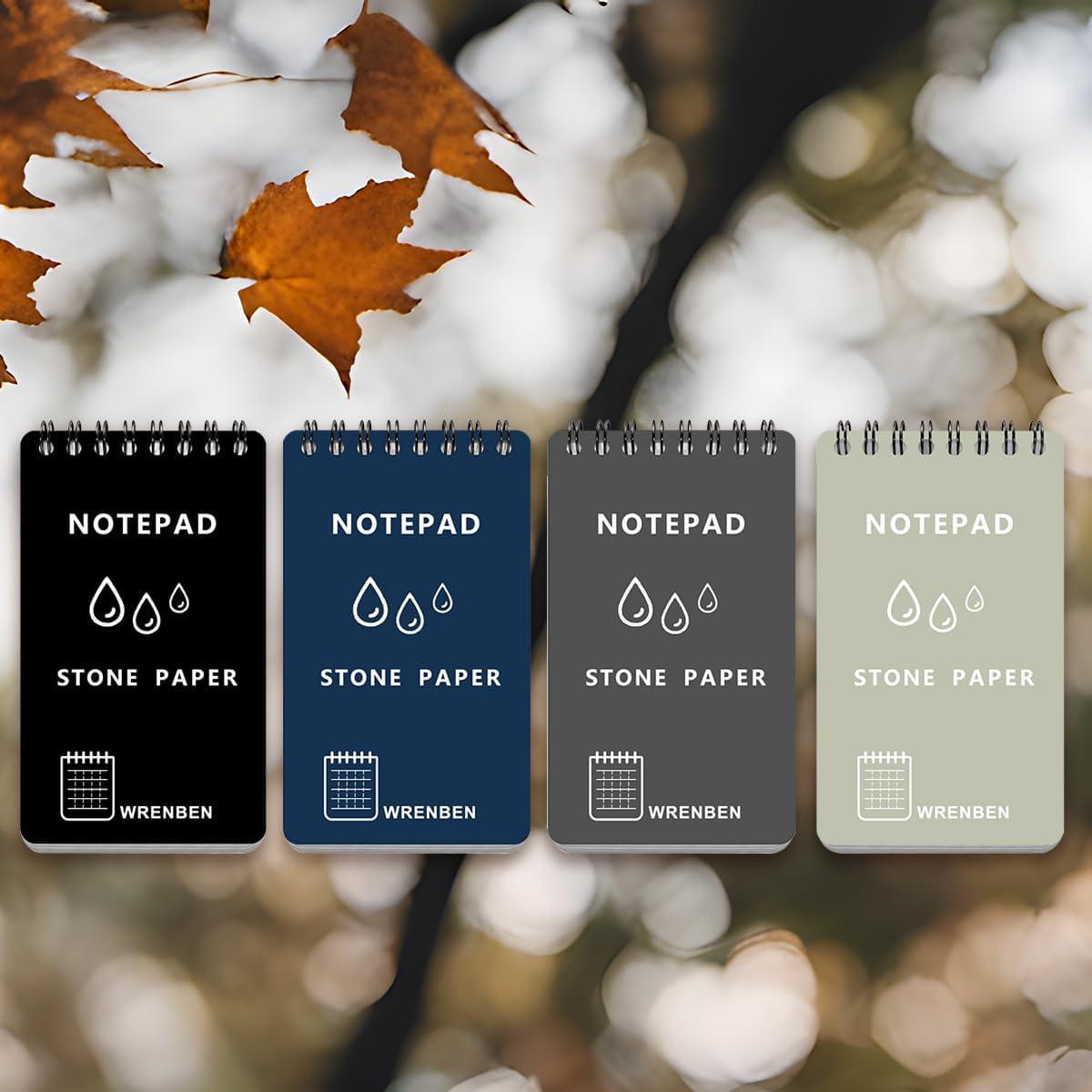 Bloc de Notas Impermeable WRENBEN 3x5" Negro - Paquete de 4