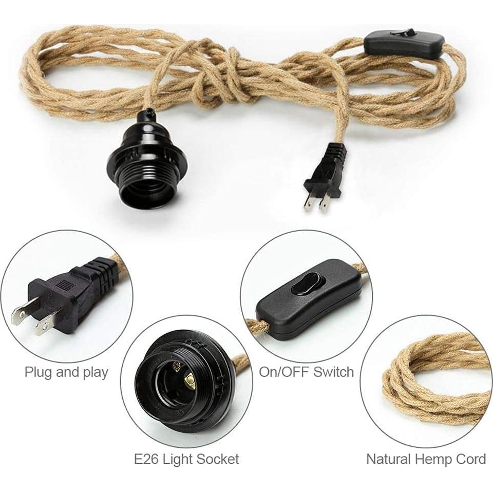 Cordón de luz colgante industrial SHIWEIDA 4.57m con interruptor