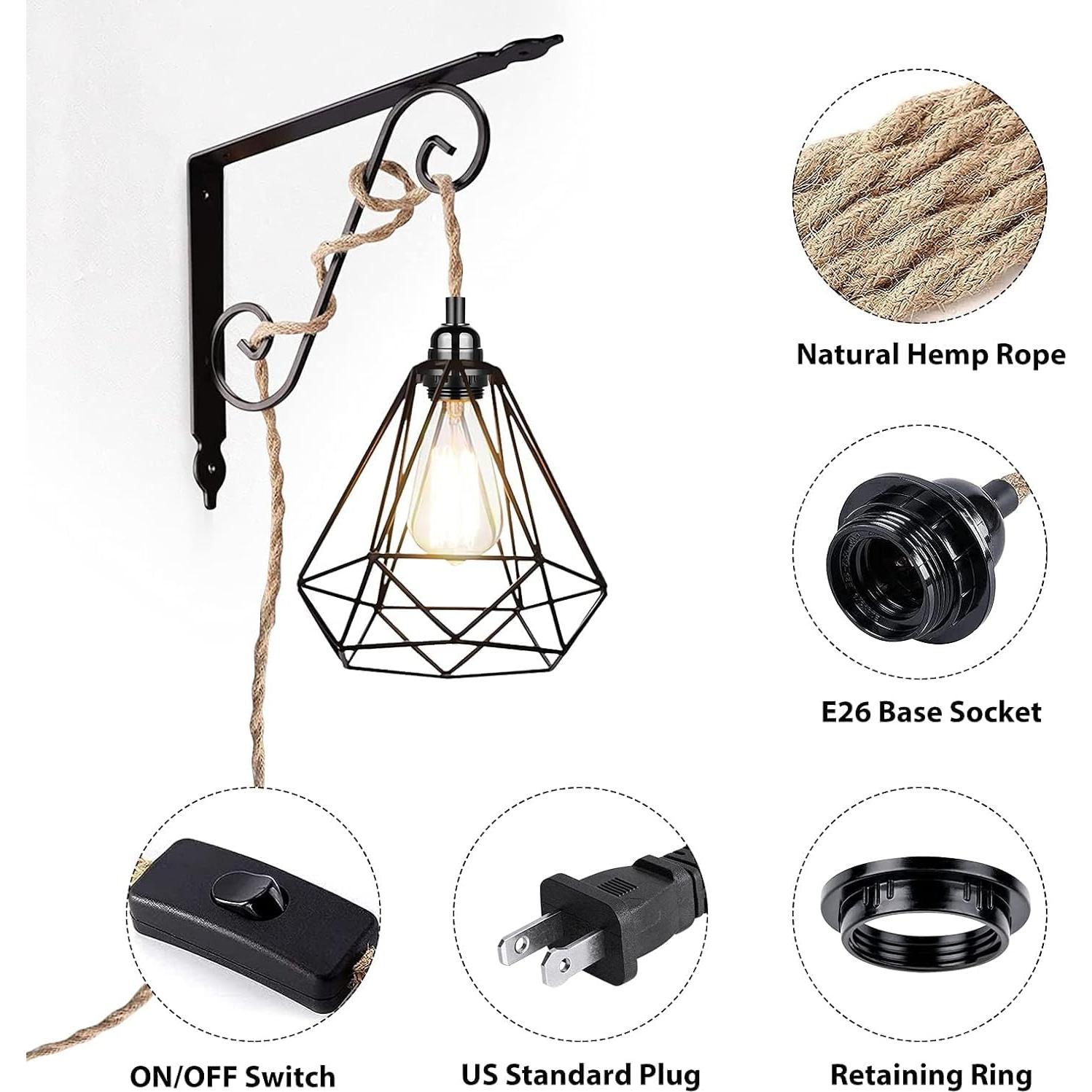 Cordón de luz colgante industrial SHIWEIDA 4.57m con interruptor