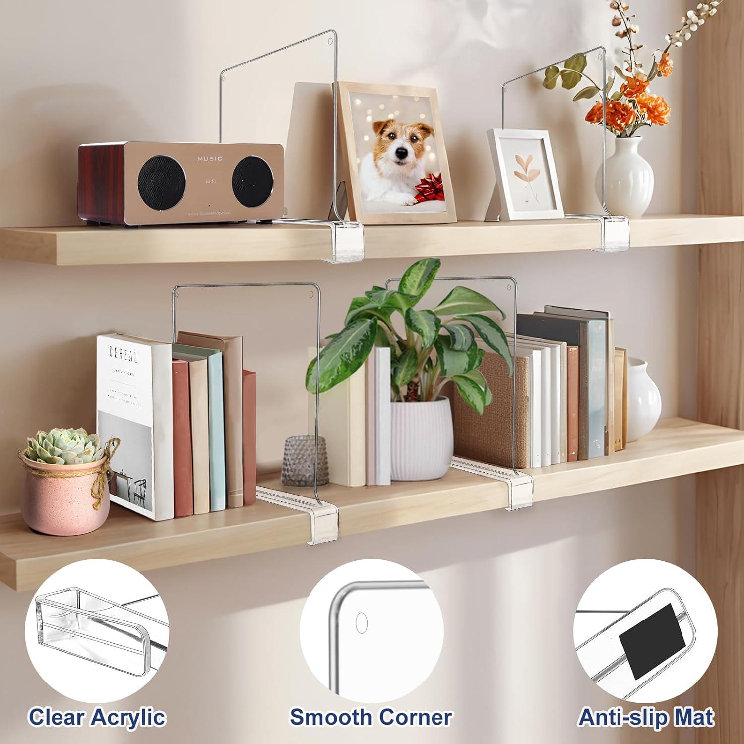 6 Divisores de Estante de Acrílico ZCROMX para Closet