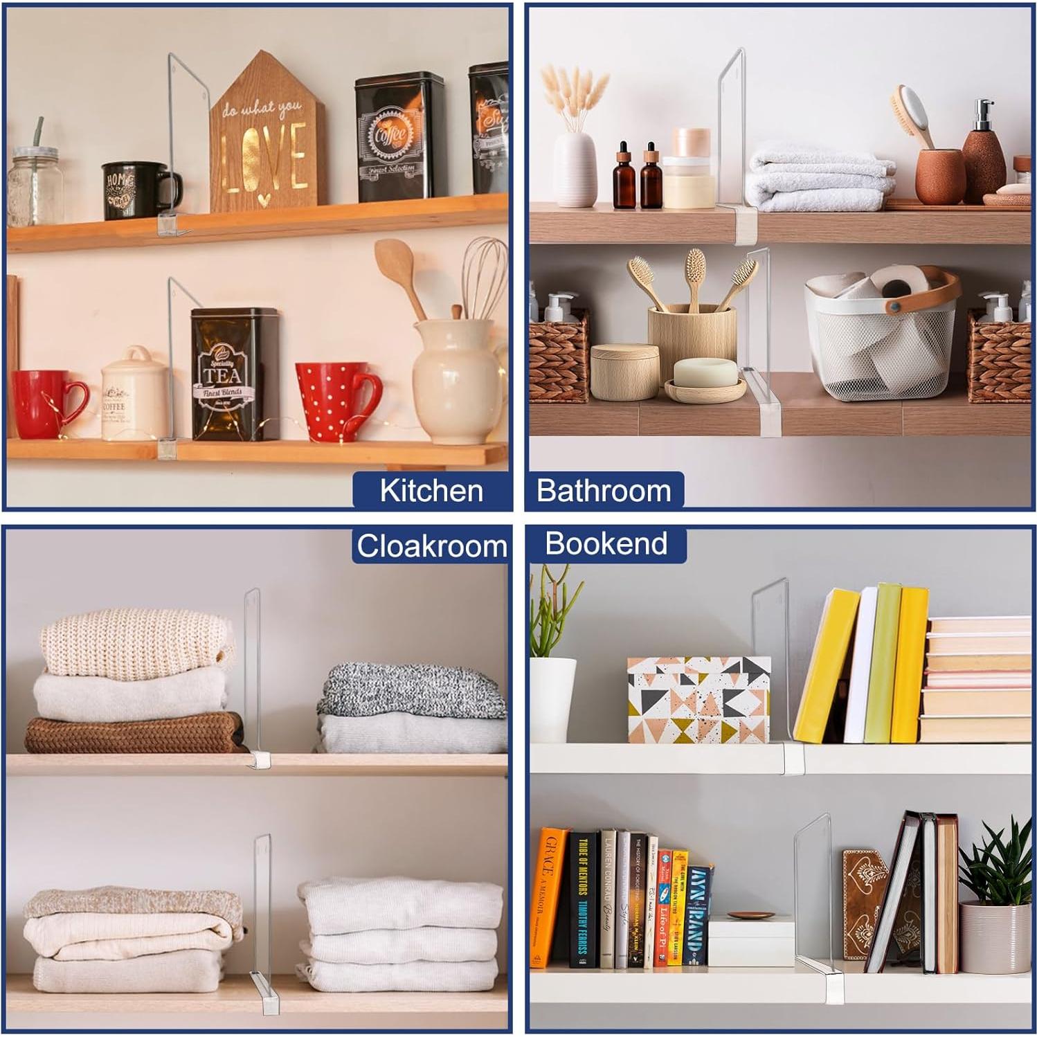 6 Divisores de Estante de Acrílico ZCROMX para Closet