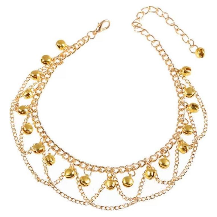 Pulsera de Tobillo Boho con Campanas Plateadas Ajustable 22.5 cm