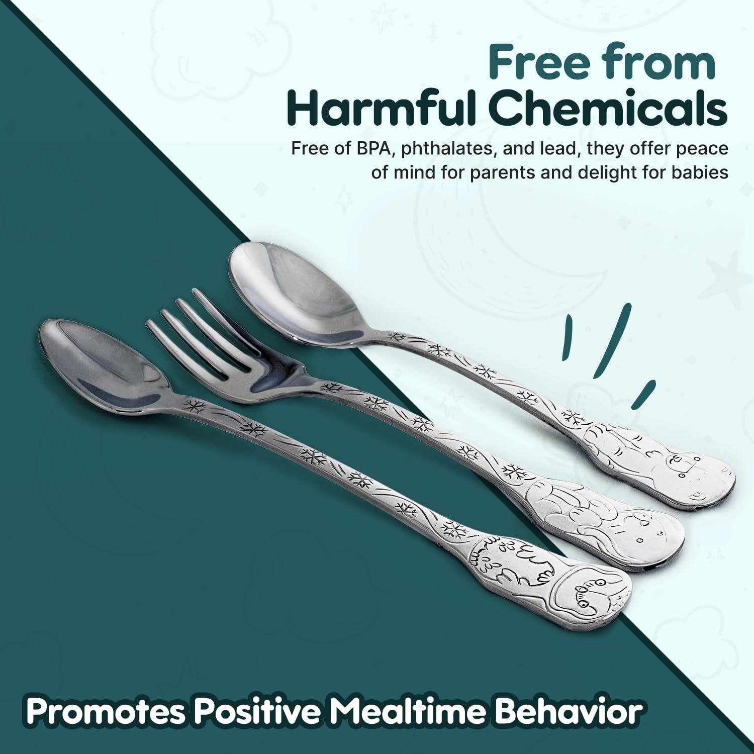 Cubiertos para Bebés Kleynimals Amigos Árticos - Acero Inoxidable