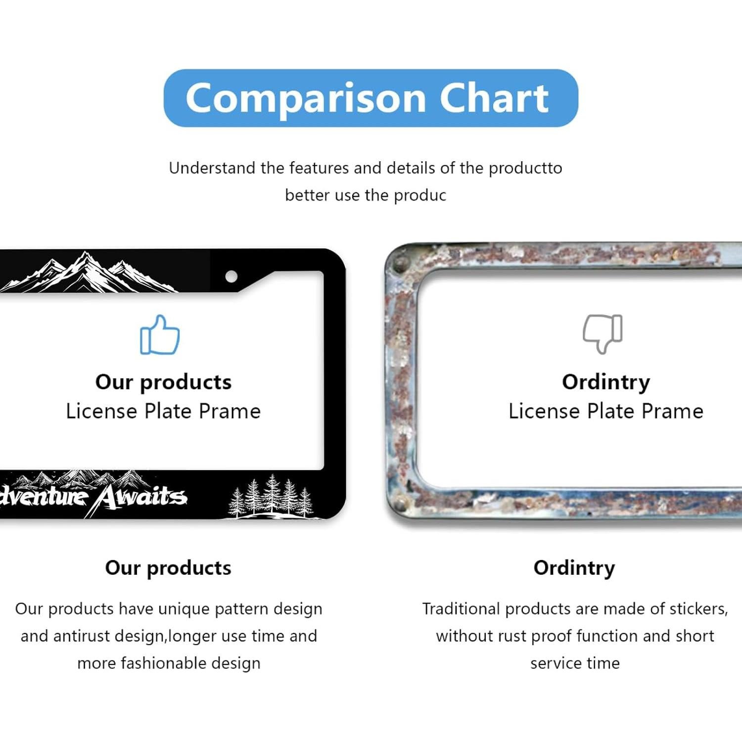 Marco de Placa de Licencia TIAOZP Acero Inoxidable 2 Pzas