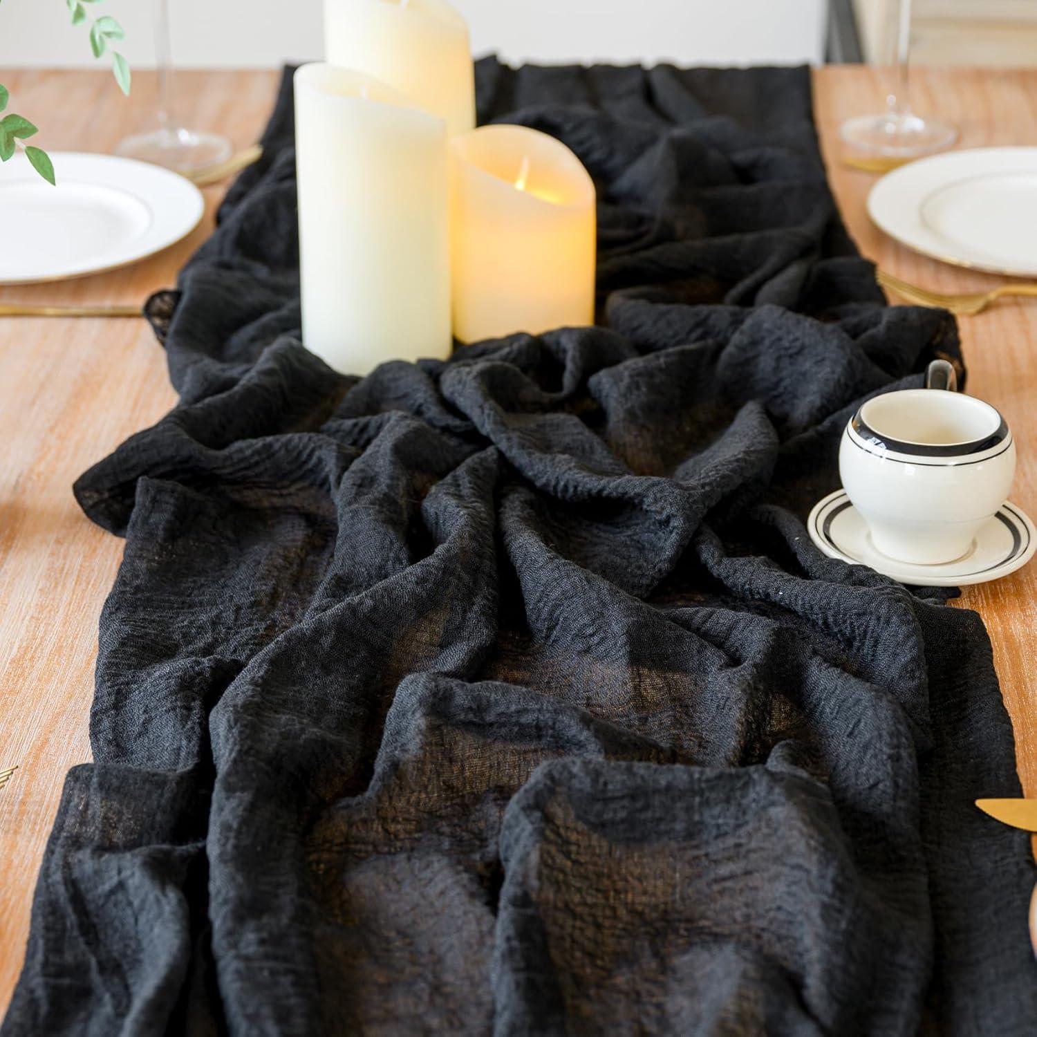 Cubre Mesa de Gasa de Queso Negro 90x300 cm - 2 Piezas Jelyne