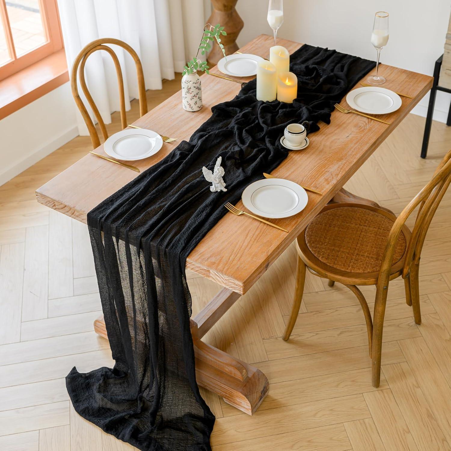 Cubre Mesa de Gasa de Queso Negro 90x300 cm - 2 Piezas Jelyne