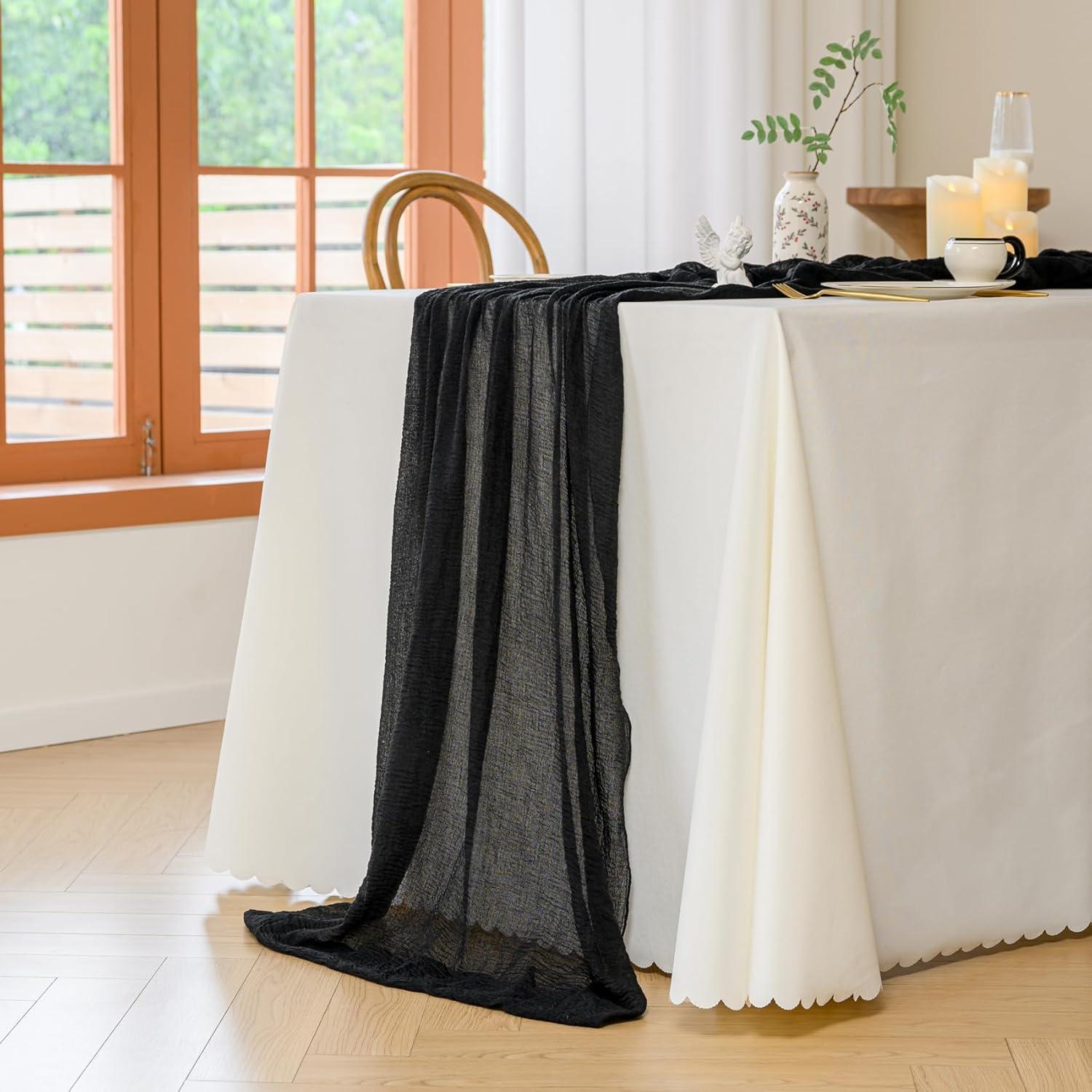 Cubre Mesa de Gasa de Queso Negro 90x300 cm - 2 Piezas Jelyne