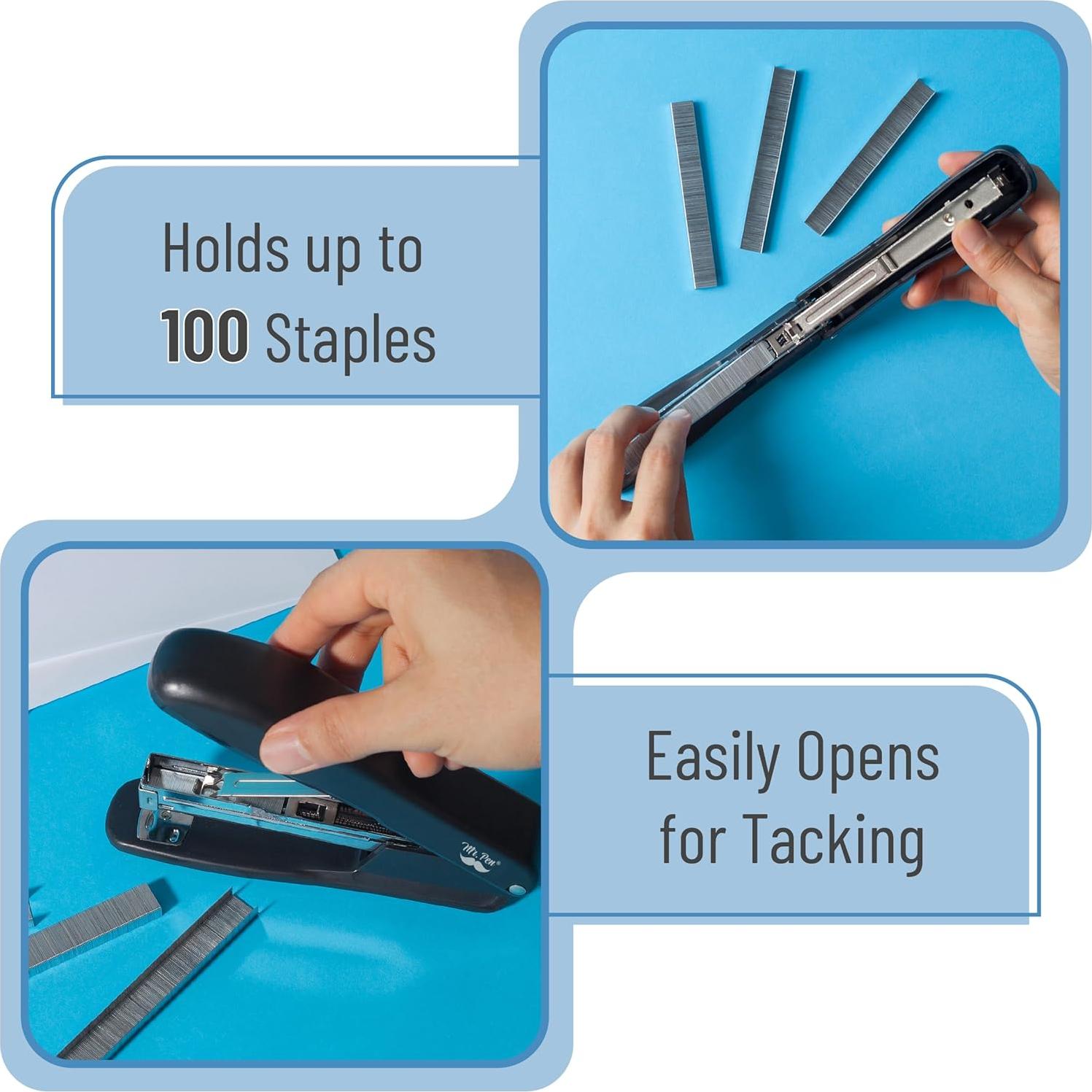 Grapadoras Mr. Pen Negras con 200 Grapas, Capacidad 20 Hojas