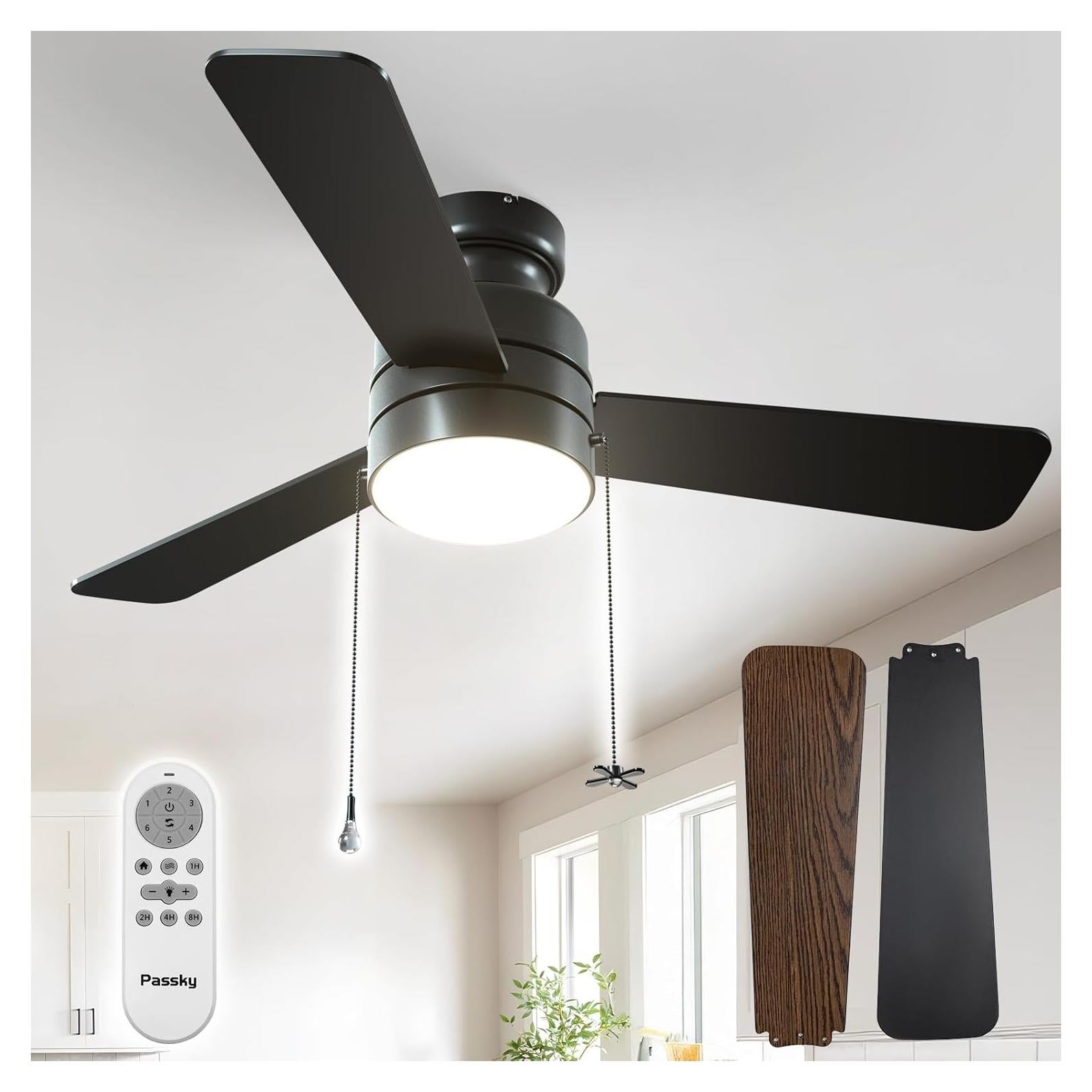 Ventilador de Techo Passky 106.68cm con Luz y Control Remoto