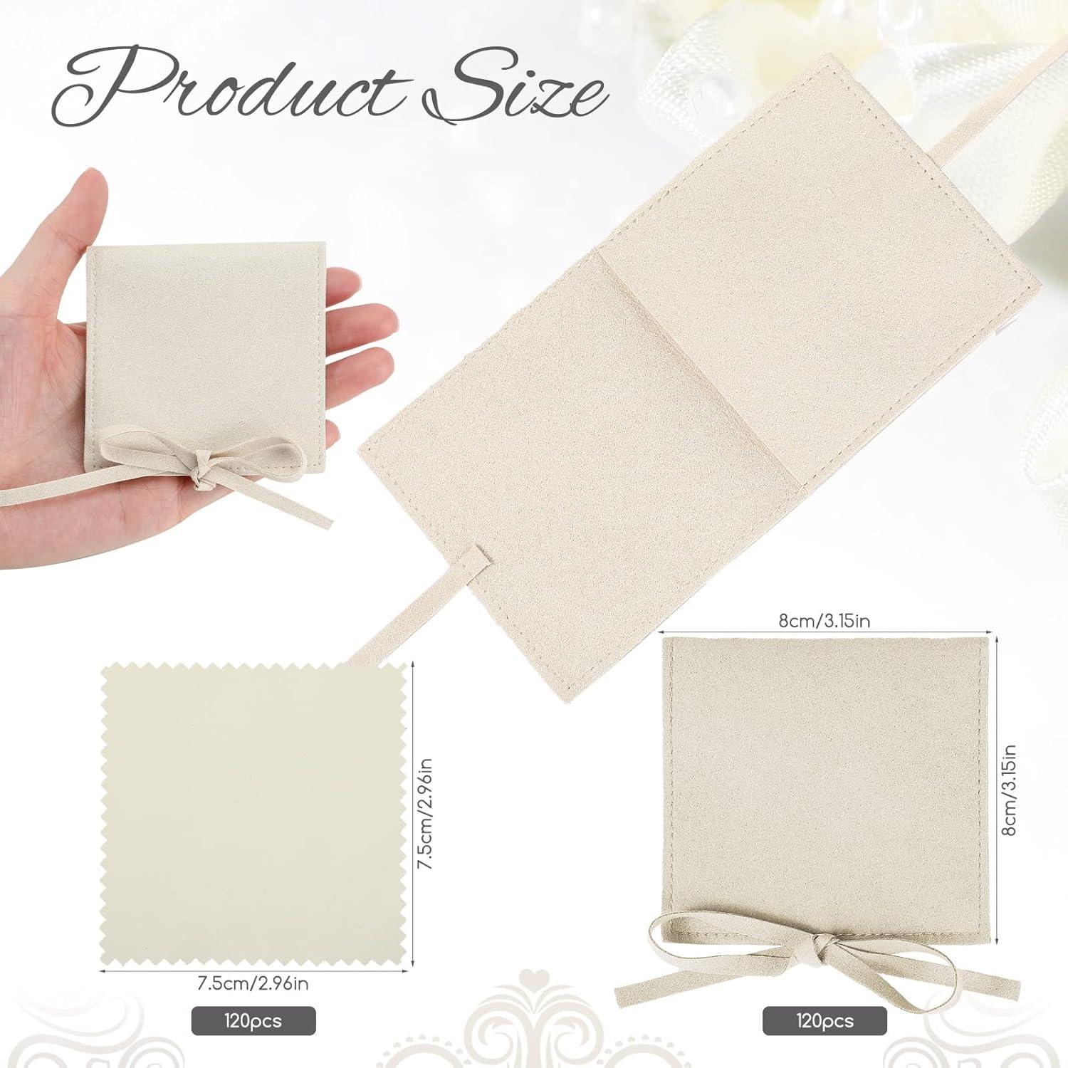 120 Bolsas de Microfibra para Joyería Cunno Beige 8x8 cm