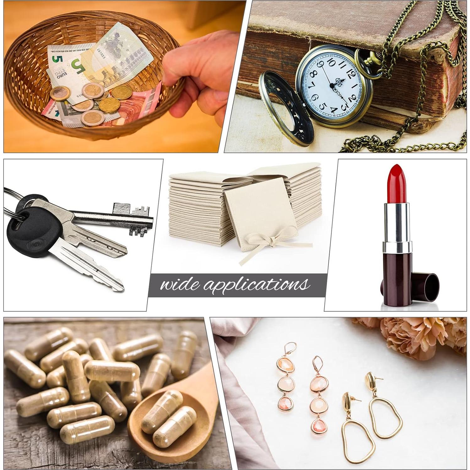 120 Bolsas de Microfibra para Joyería Cunno Beige 8x8 cm