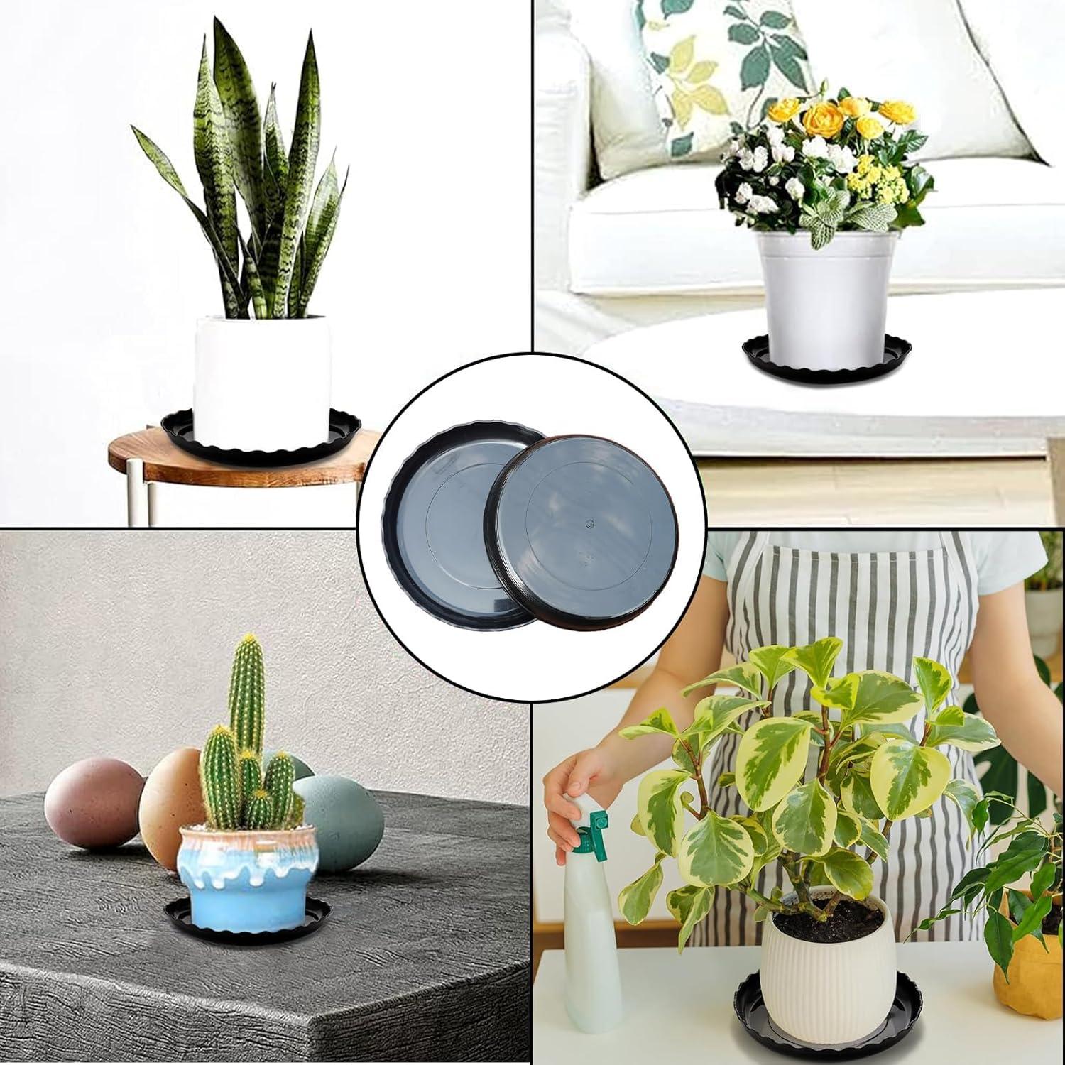 Bandejas de plástico para plantas OFiSEXPT 13 piezas redondas gris