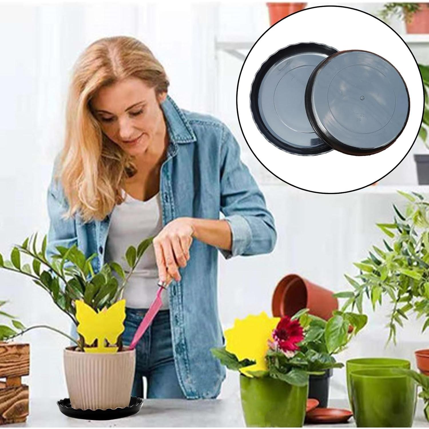Bandejas de plástico para plantas OFiSEXPT 13 piezas redondas gris