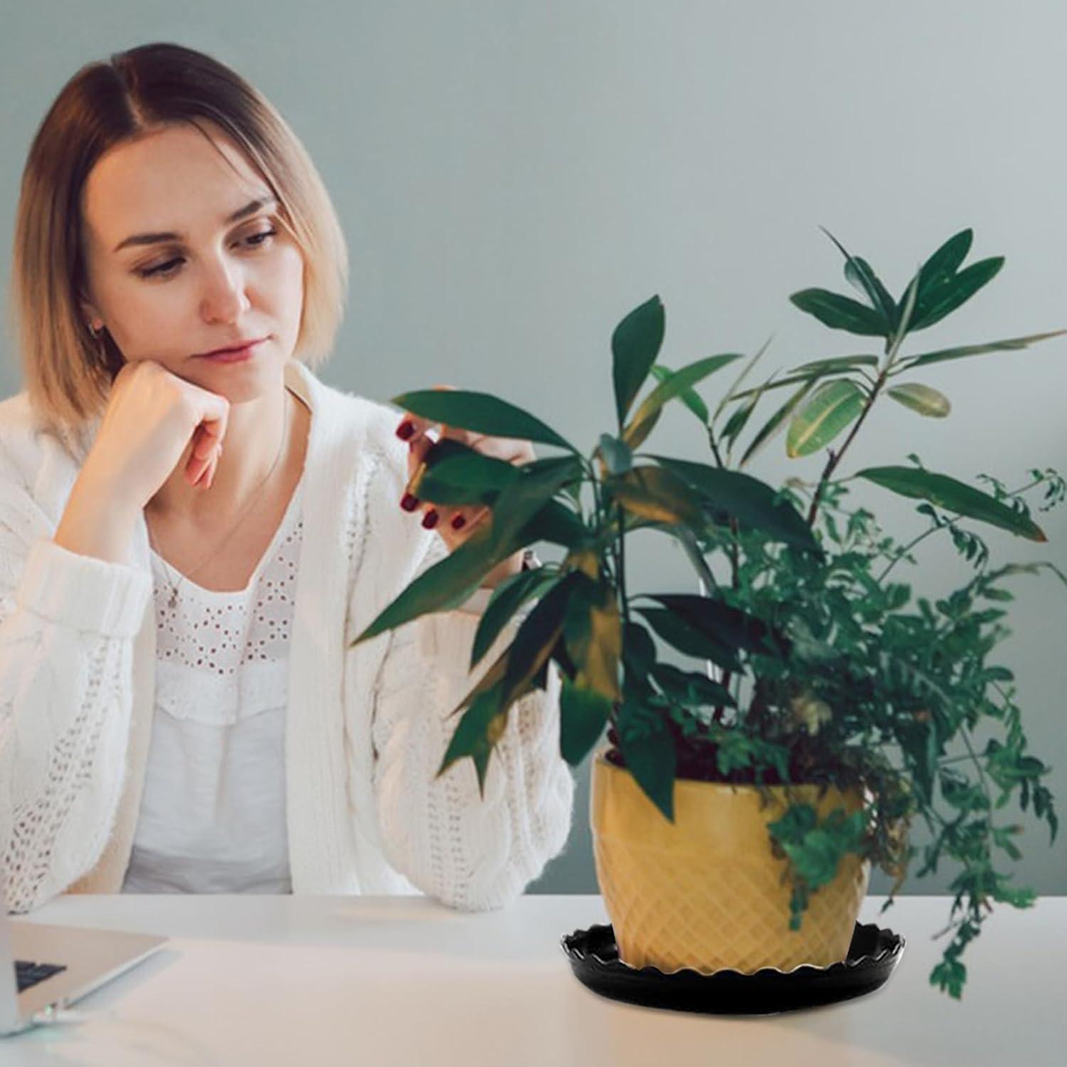 Bandejas de plástico para plantas OFiSEXPT 13 piezas redondas gris