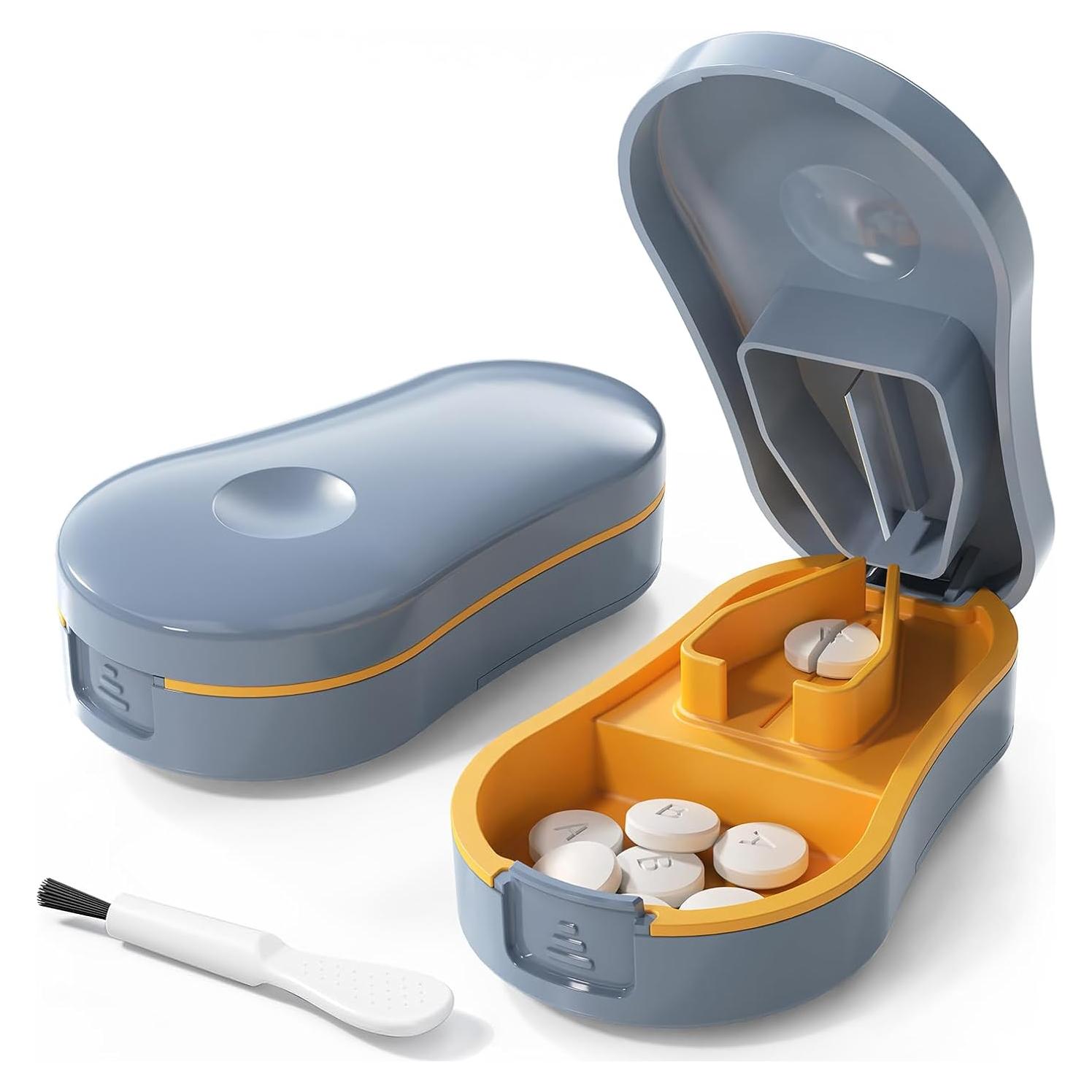 Cortador de Pastillas ZHIYES Azul 2 en 1 con Almacenamiento