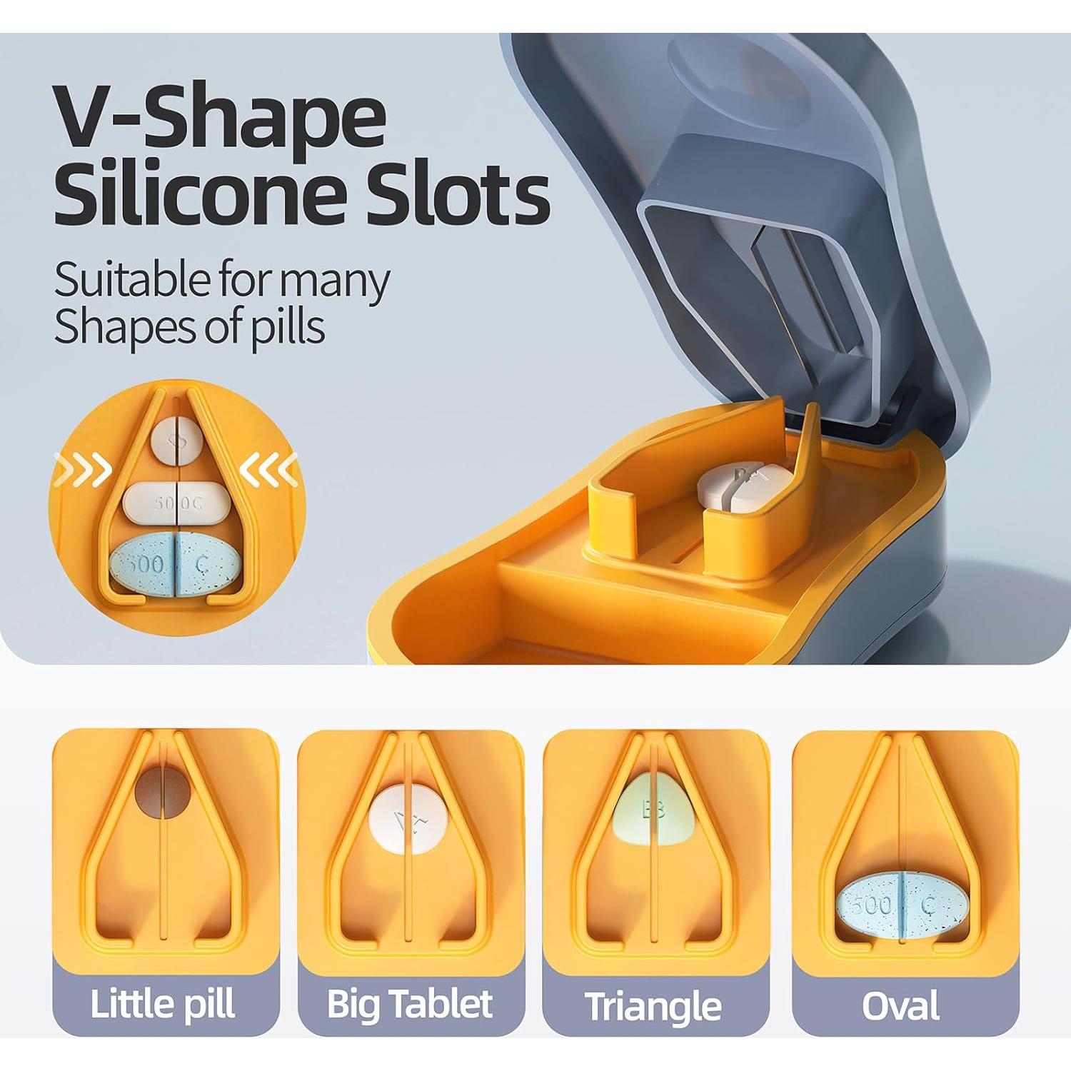 Cortador de Pastillas ZHIYES Azul 2 en 1 con Almacenamiento
