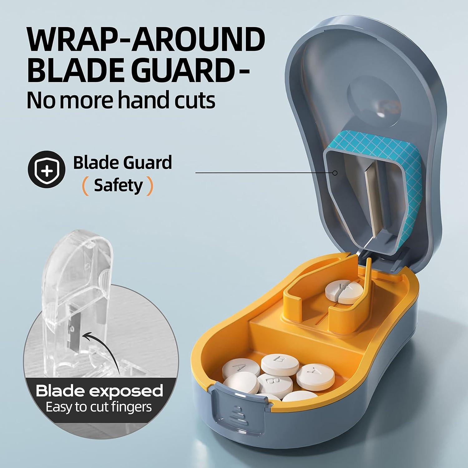 Cortador de Pastillas ZHIYES Azul 2 en 1 con Almacenamiento