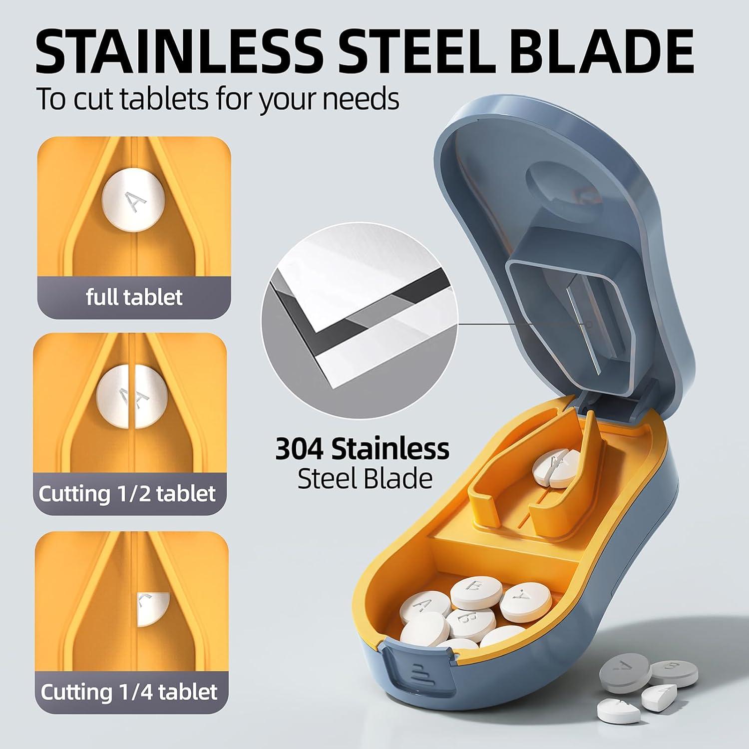 Cortador de Pastillas ZHIYES Azul 2 en 1 con Almacenamiento