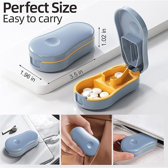 Cortador de Pastillas ZHIYES Azul 2 en 1 con Almacenamiento
