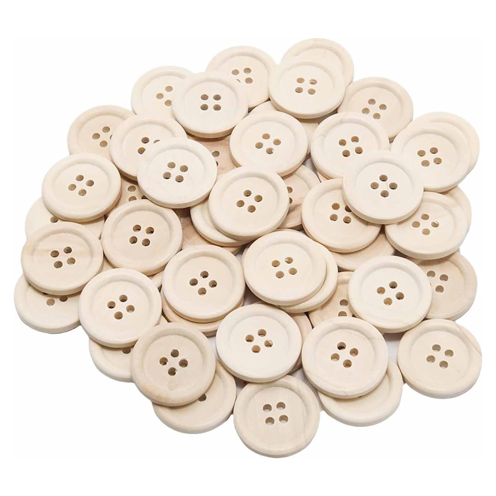Botones de Madera Lilaly 50 PCS 25mm 4 Agujeros para Manualidades