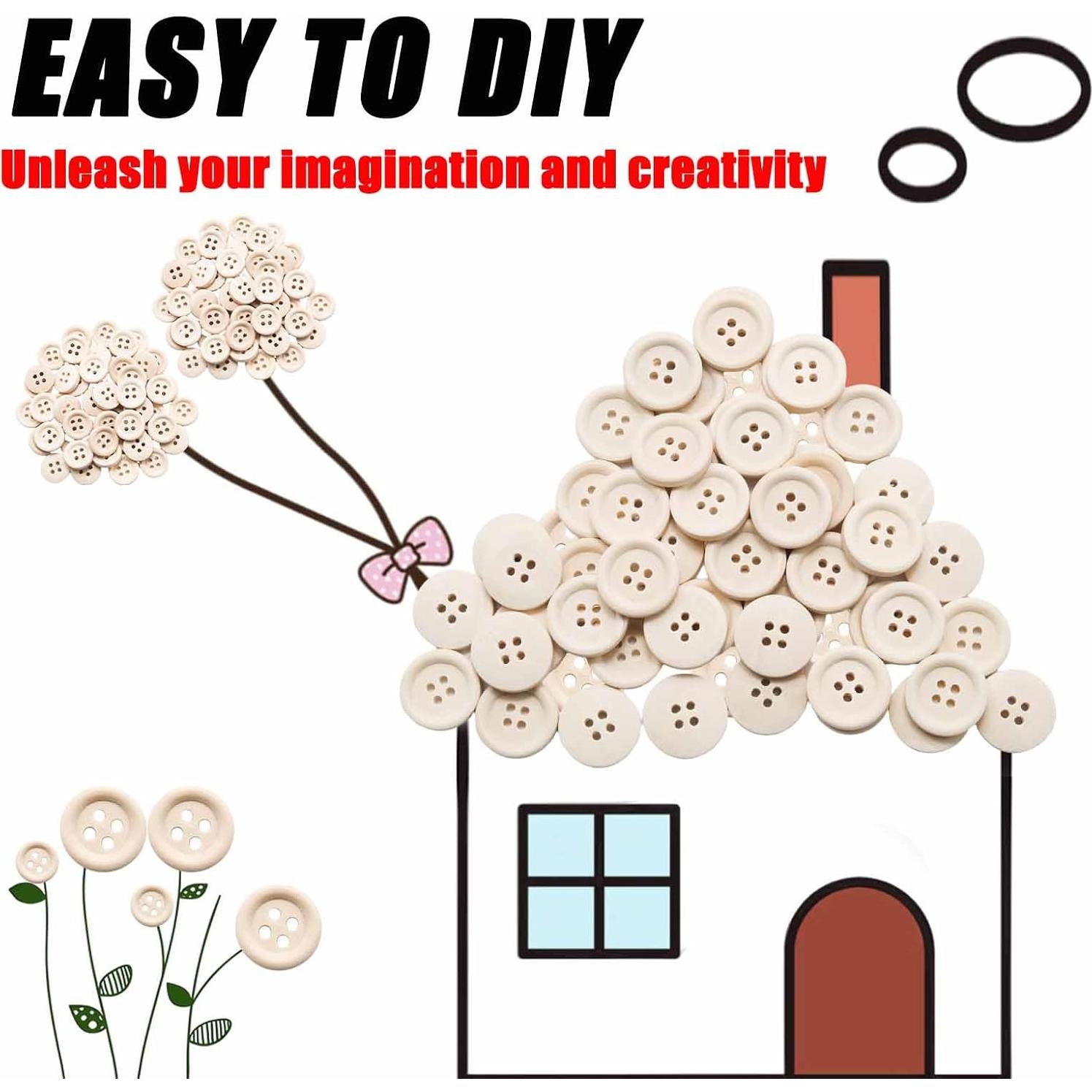 Botones de Madera Lilaly 50 PCS 25mm 4 Agujeros para Manualidades