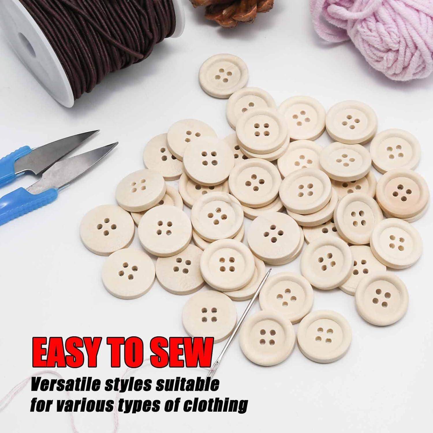 Botones de Madera Lilaly 50 PCS 25mm 4 Agujeros para Manualidades